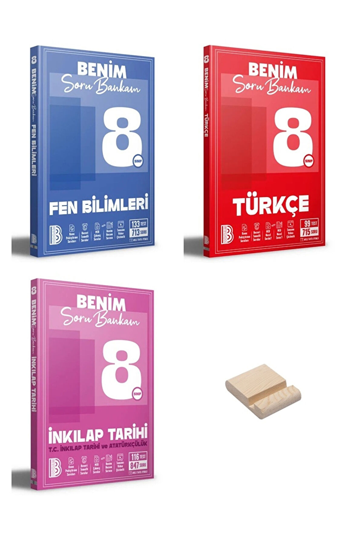 LGS 8. Sınıf Benim Hocam Fen Türkçe ve İnkılap Soru Bankam 3lü Set + Telefon Standı