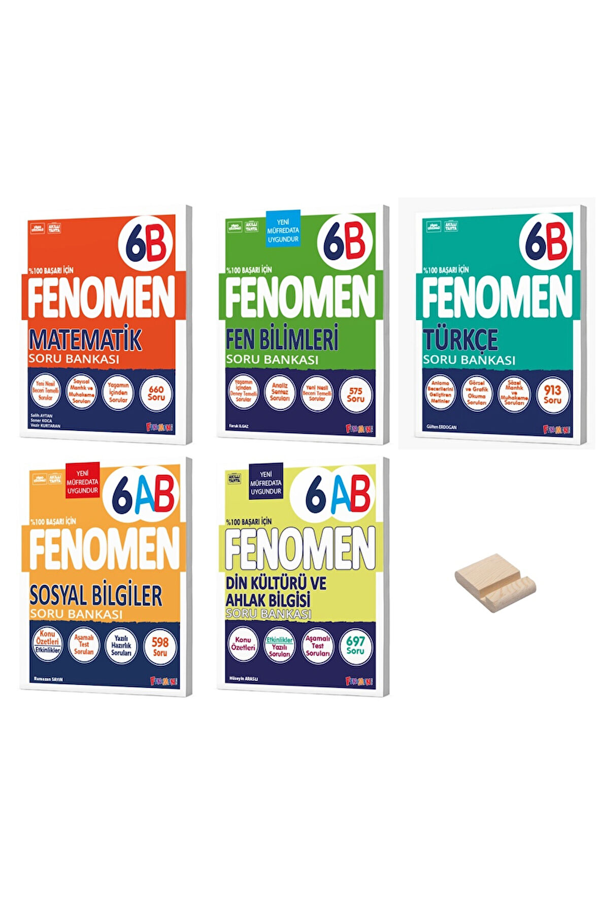 6. Sınıf B Serisi Matematik Türkçe Fen Sosyal ve Din 5li Soru Bankası + Telefon Standı