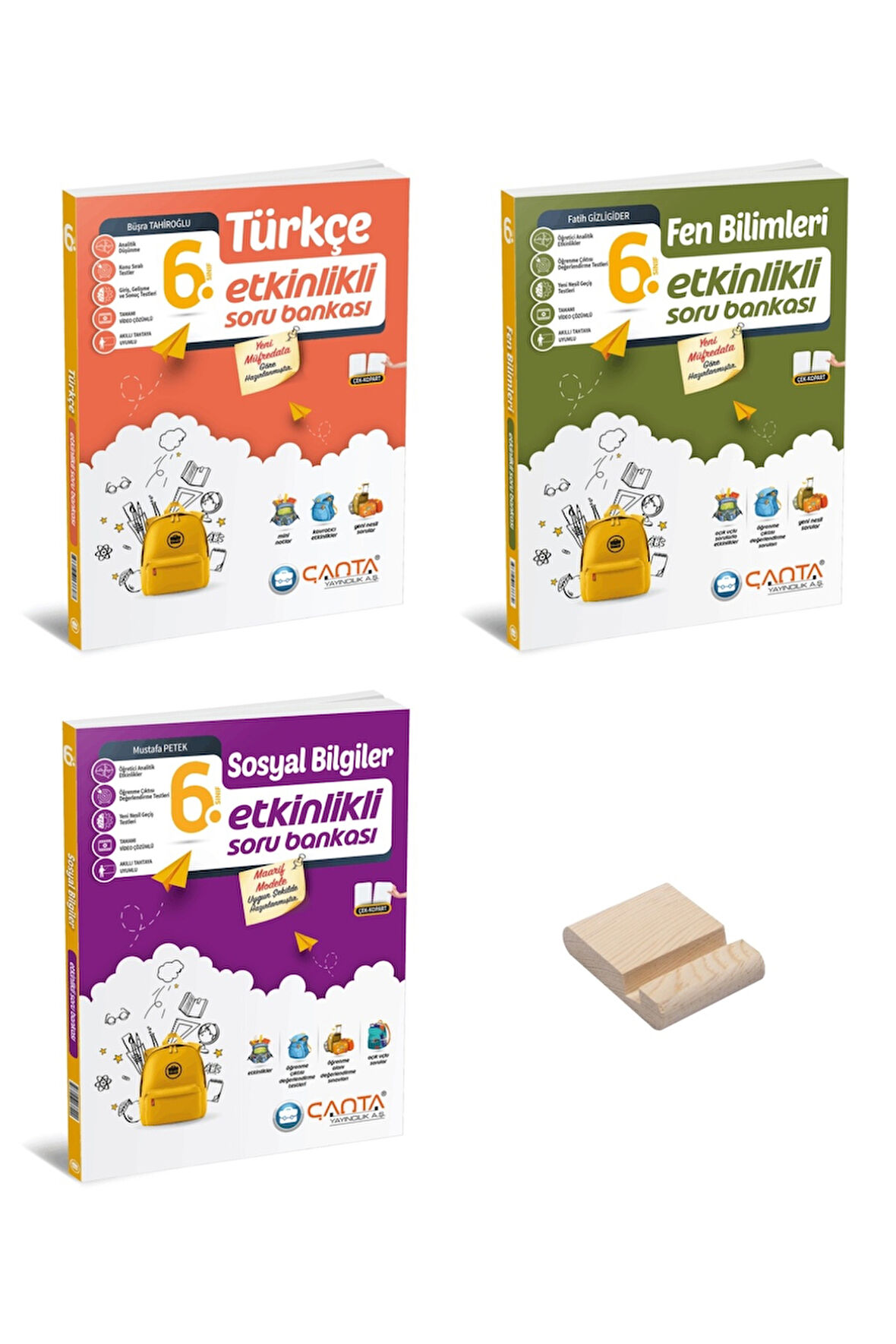 6. Sınıf Türkçe Fen Bilimleri ve Sosyal Bilgiler 3lü Set + Telefon Standı