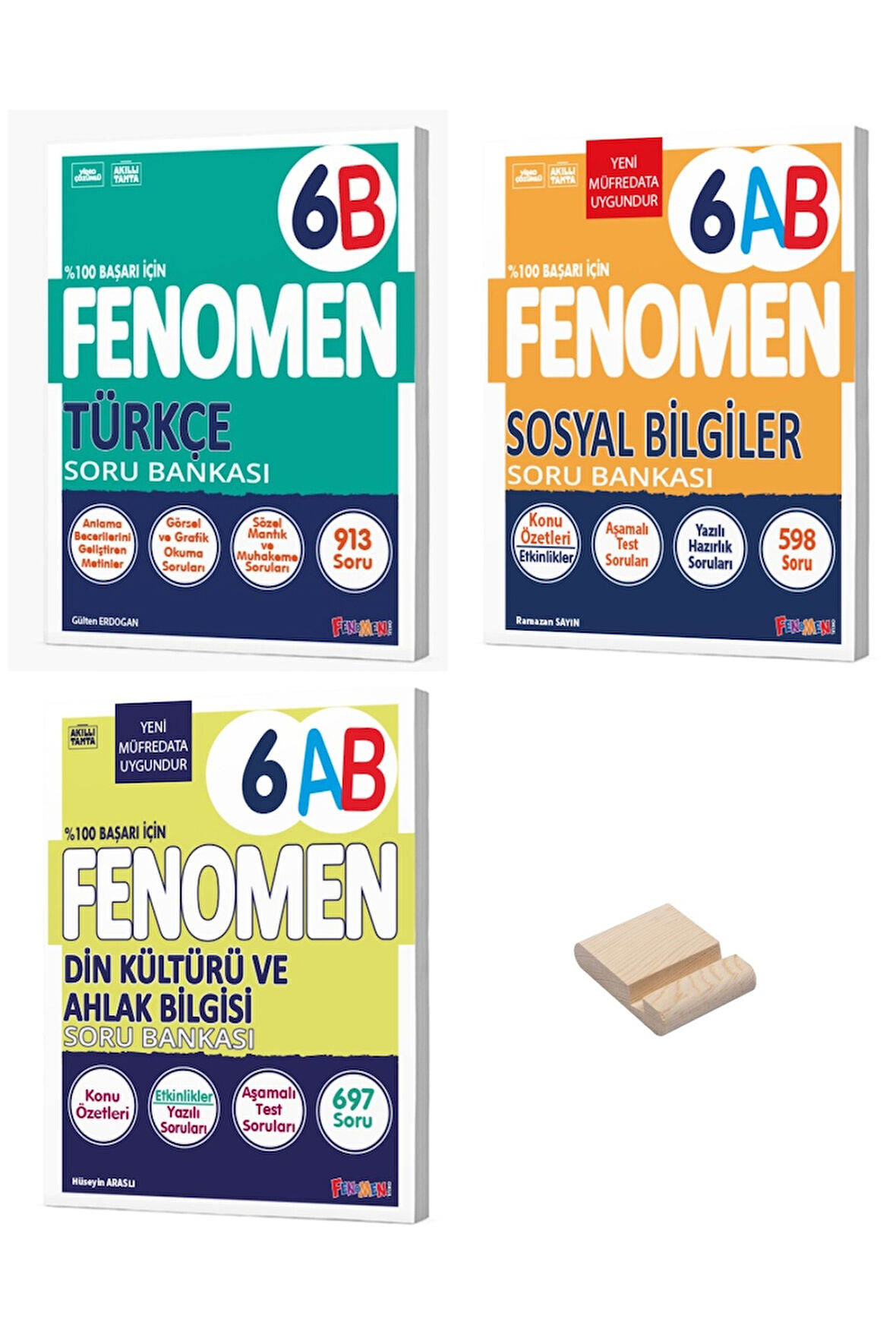 6. Sınıf B Türkçe Sosyal ve Din 3lü Set Soru Bankası + Telefon Standı