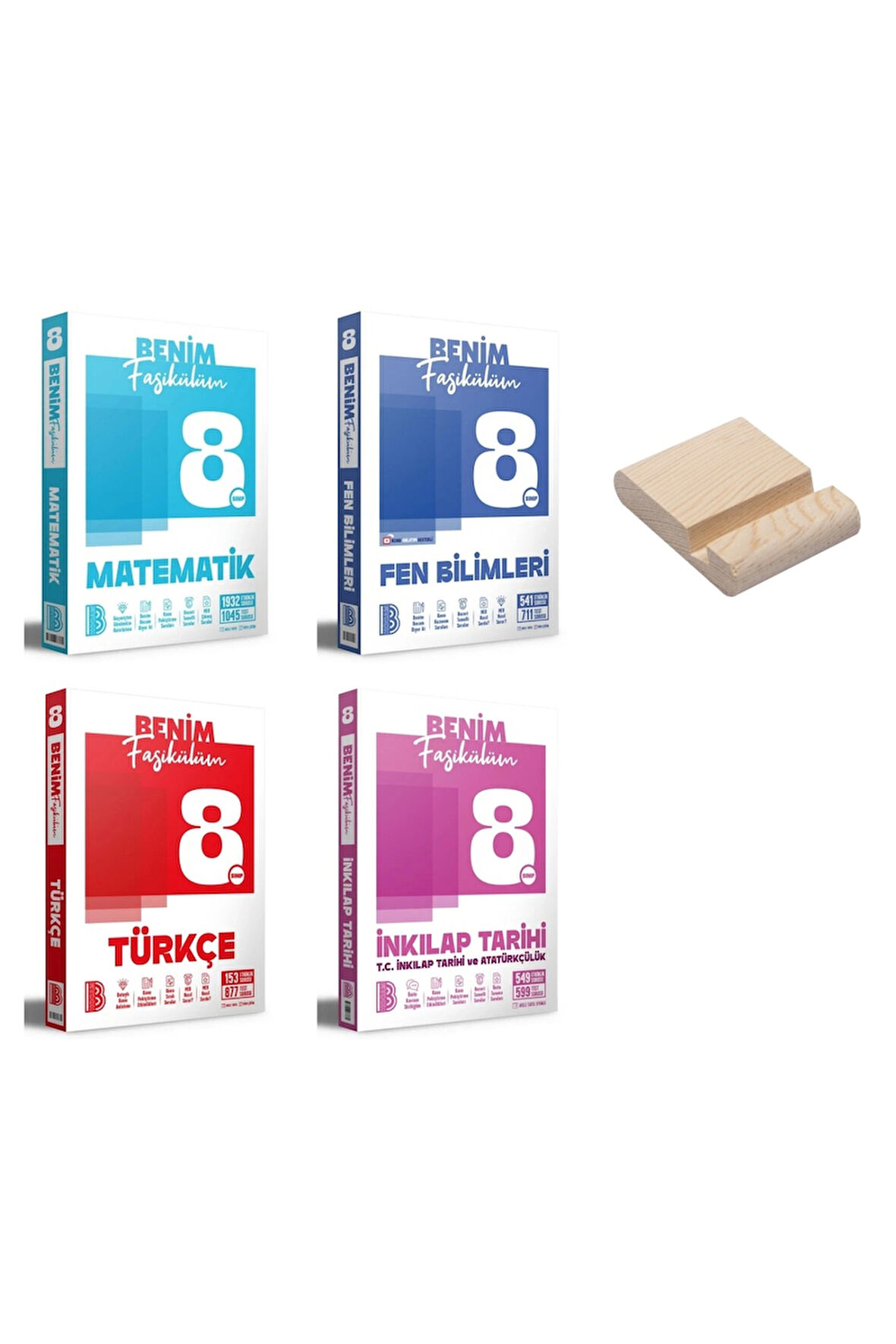 LGS 8. Sınıf Matematik Fen Türkçe ve İnkılap Benim Fasikülüm 4lü Set + Telefon Standı