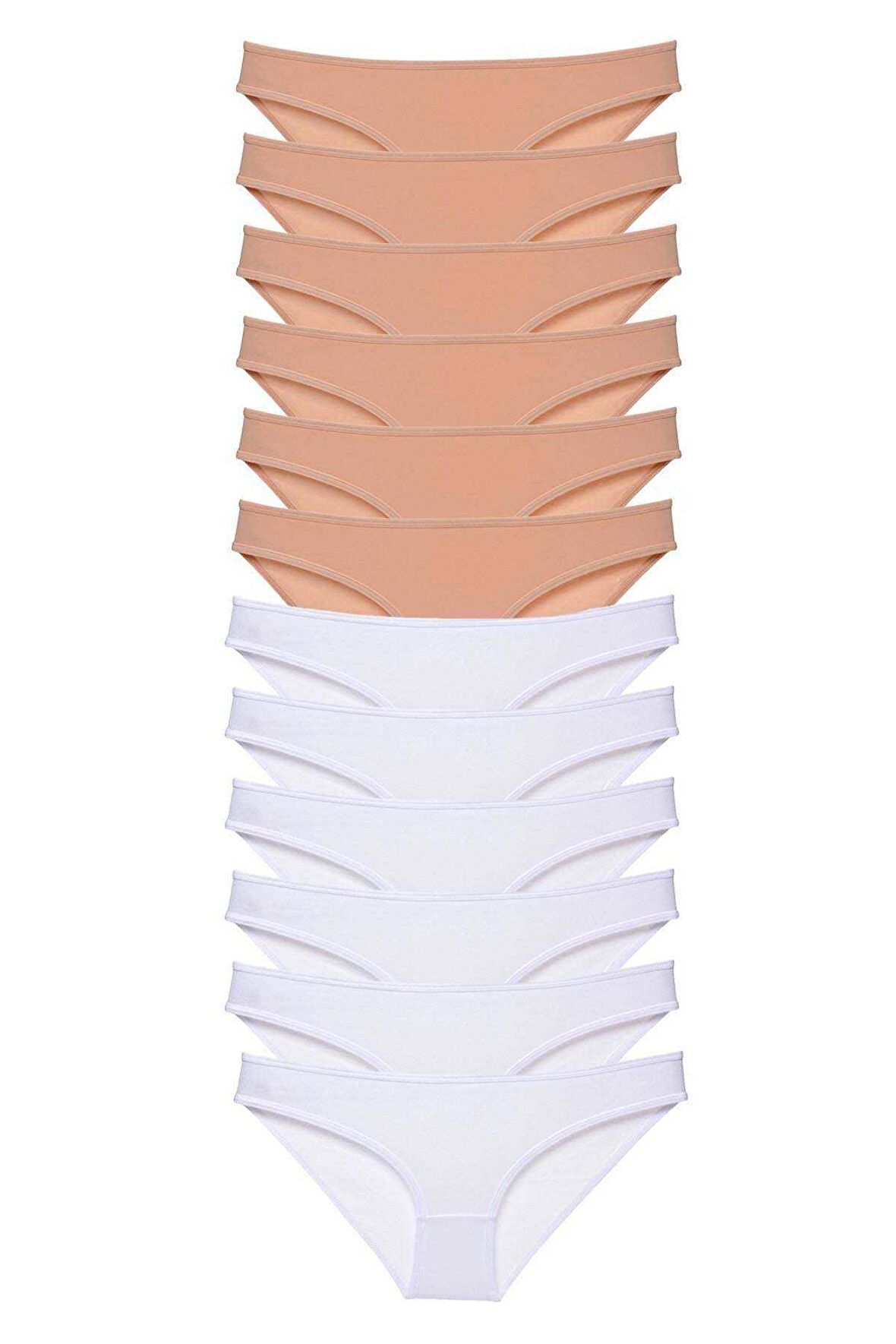 12 adet Süper Eko Set Likralı Kadın Slip Külot Ten Beyaz