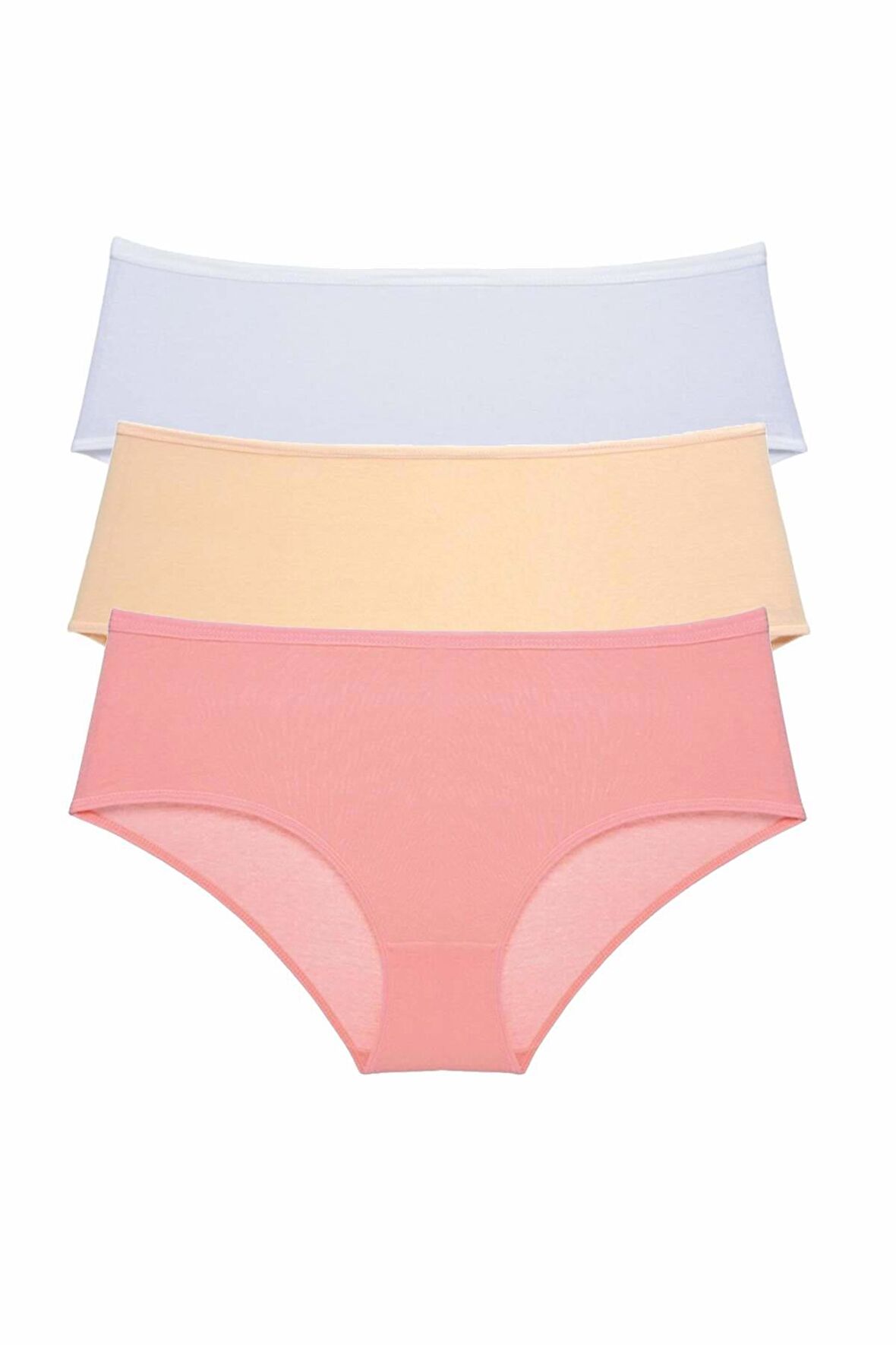 3 Adet Kadın Yüksek Bel Bato Külot Beyaz Ten Pudra