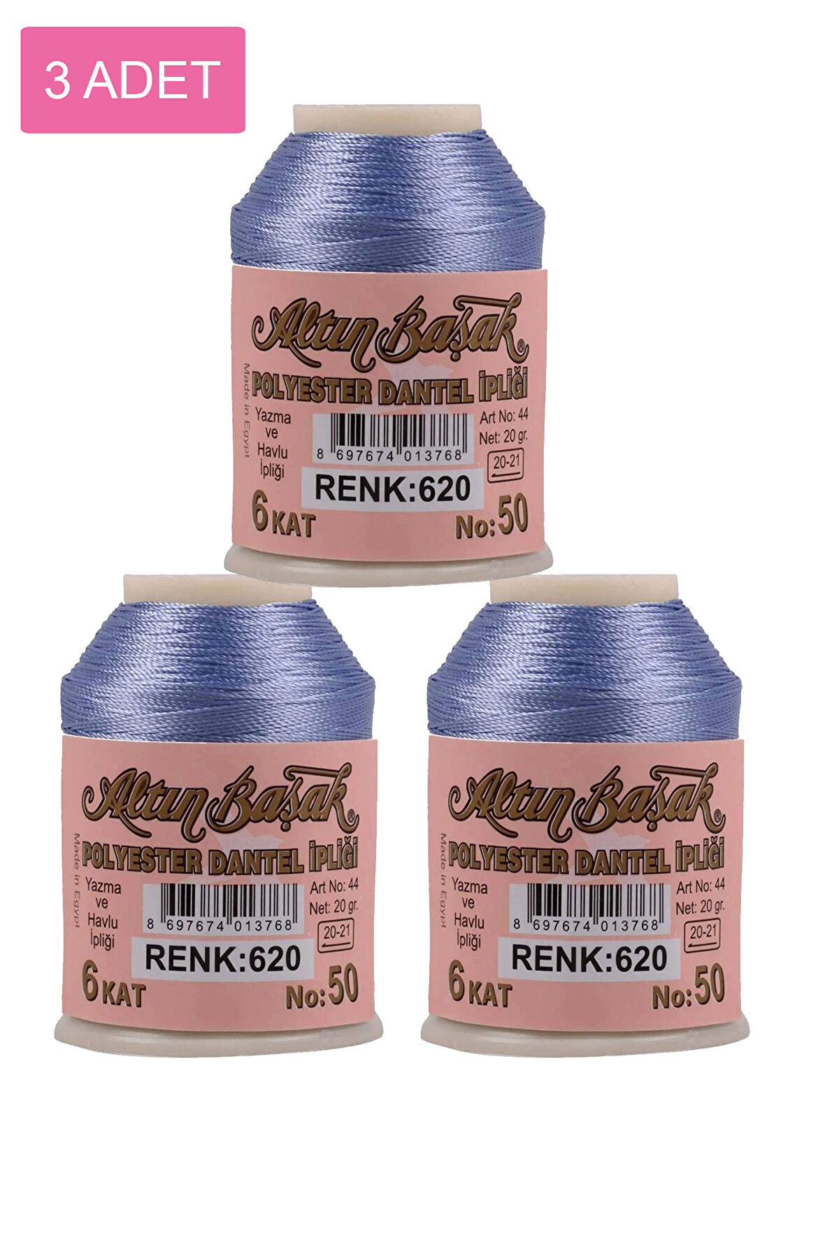 3 Adet Altınbaşak Oya ve Dantel İpi 20 gr - Royaleks - No: 620