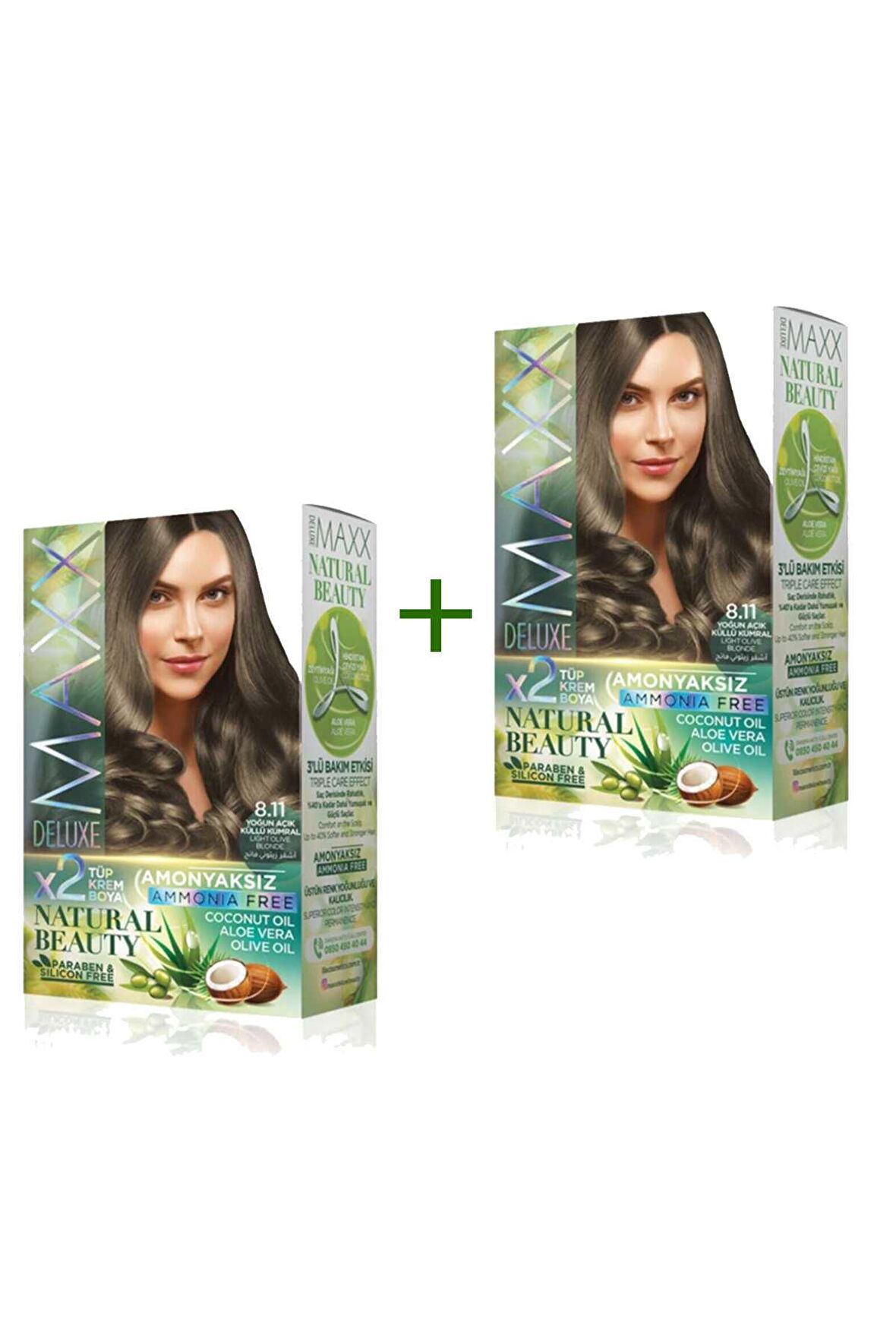 2 Paket Natural Beauty Amonyaksız Saç Boyası 8.11 YoğunAçık Küllü Kumral