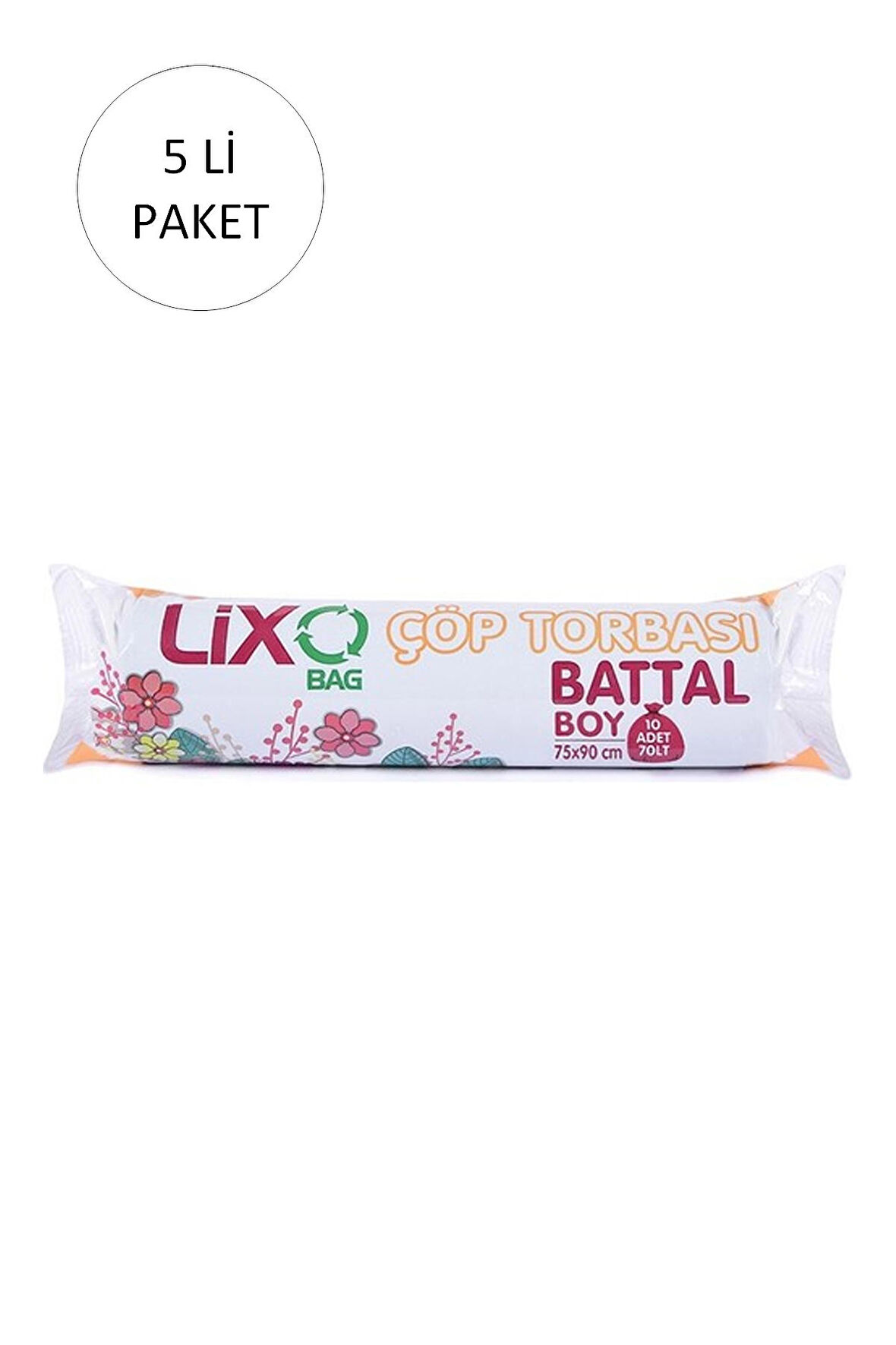 Battal Boy Çöp Torbası 75 x 90 cm 10 Lu Rulo x 5 Paket = 50 Adet (Mavi)