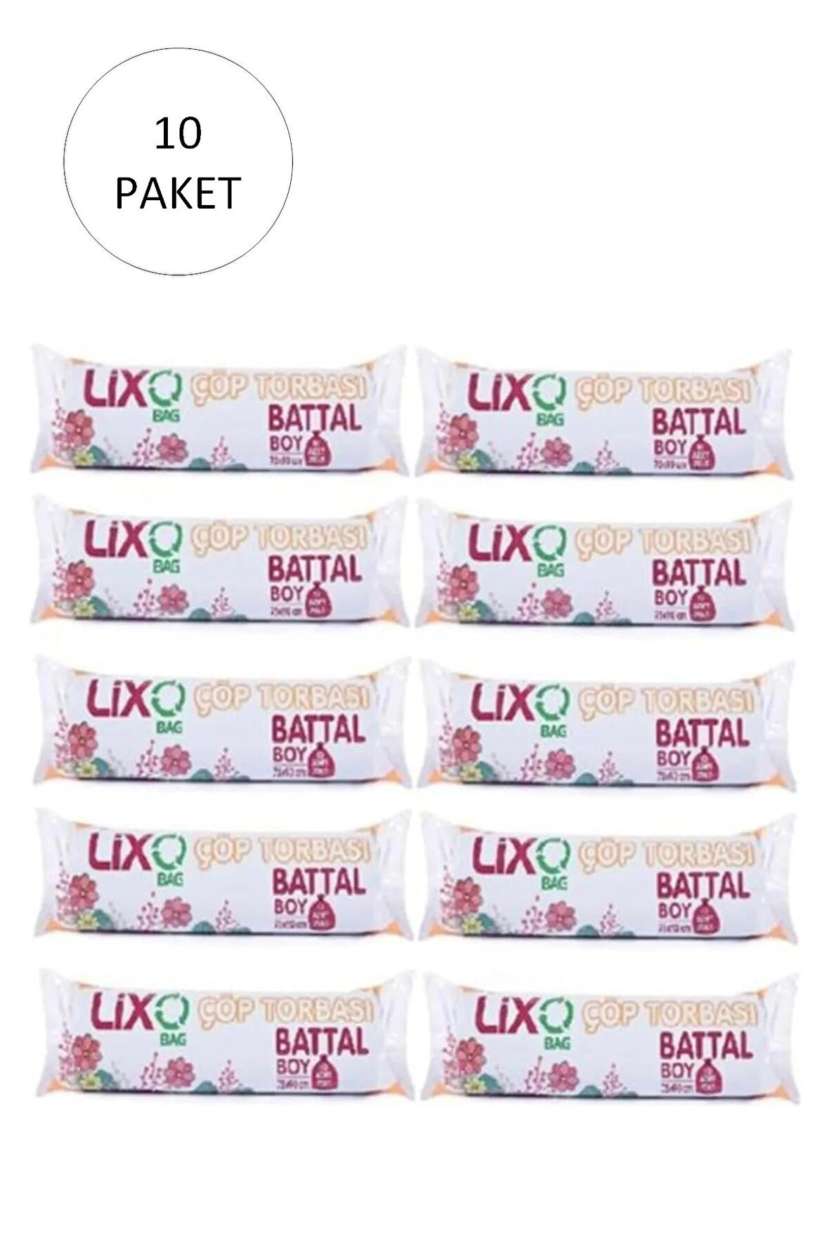 Battal Boy Çöp Torbası 75 x 90 cm 10 Lu Rulo x 10 Paket = 100 Adet (Mavi)