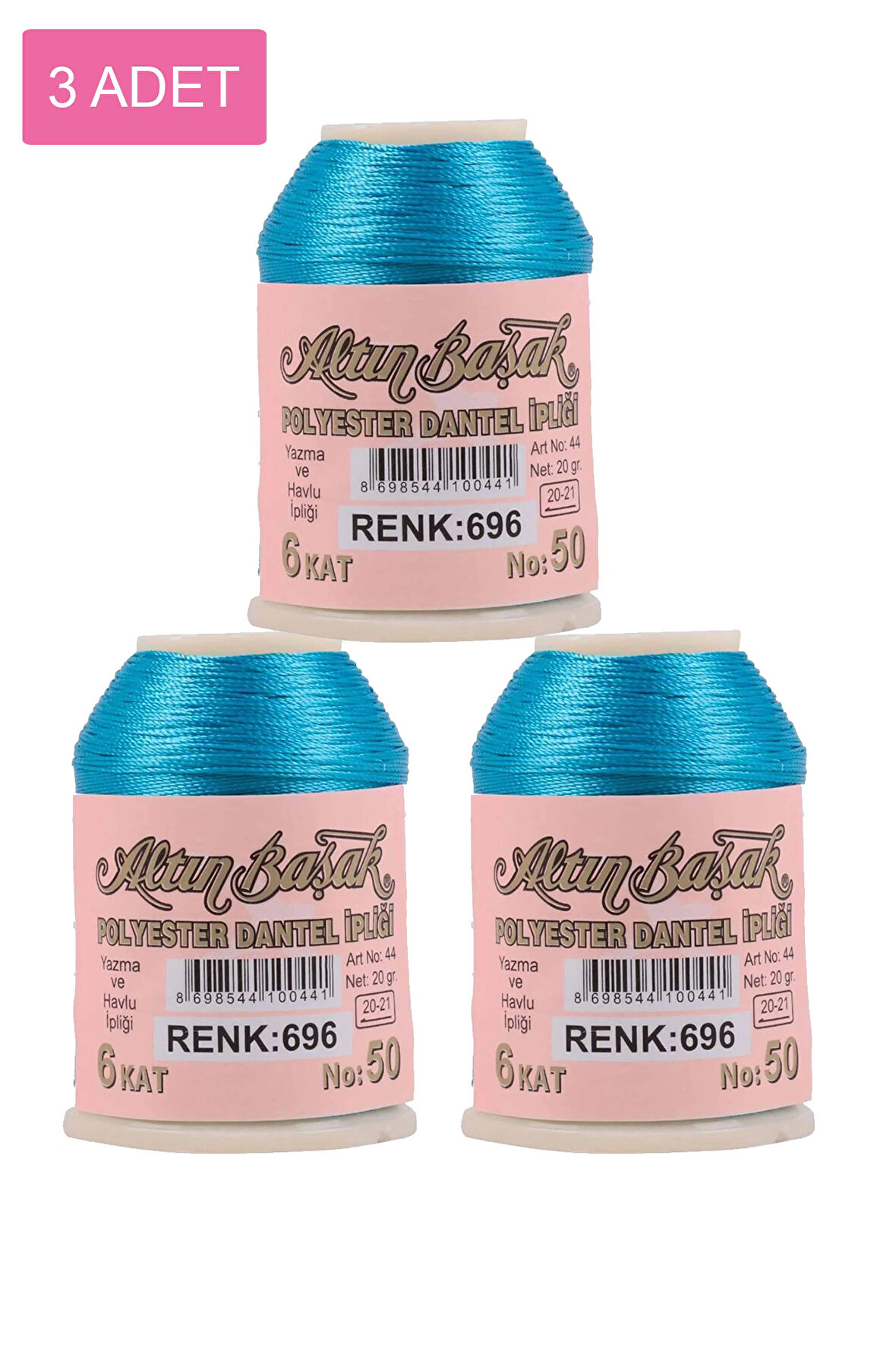 3 Adet Altınbaşak Oya ve Dantel İpi 20 gr - Royaleks - No: 696