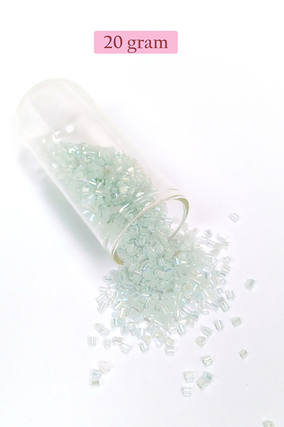 Kesme Cam Boncuk 2mm - 20 Gram - Şeffaf Beyaz -BNC320
