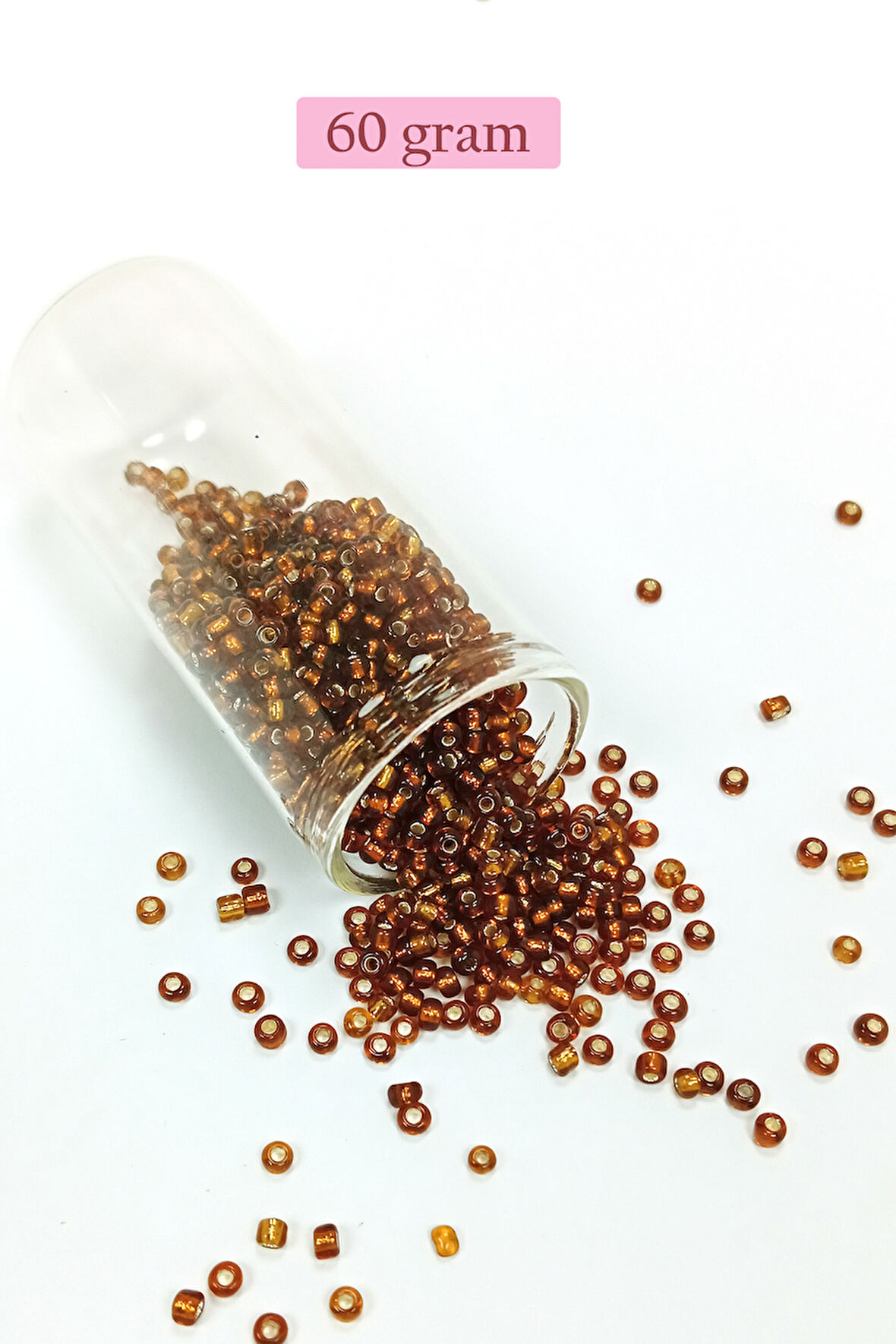 Dökme Cam Kum Boncuk (8/0) 3 mm - 60 Gram - Şeffaf Kahve - BNC198