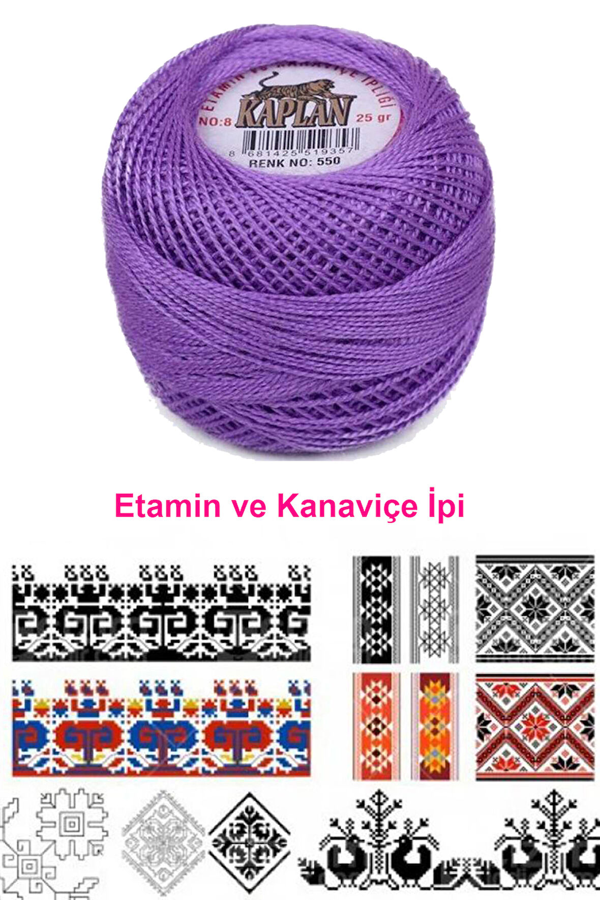 Kaplan Etamin Ve Kanaviçe İpi 8 No Kod/Renk: 550 - Royaleks