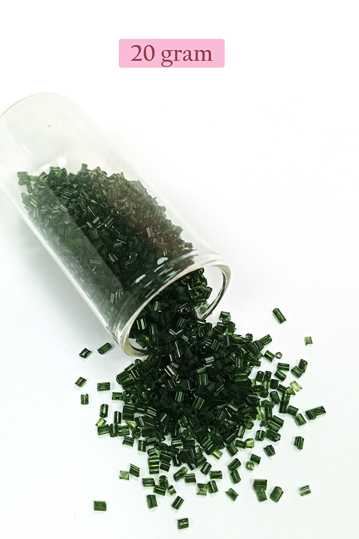 Kesme Cam Boncuk 2mm - 20 Gram - Şeffaf Koyu Yeşil -BNC319
