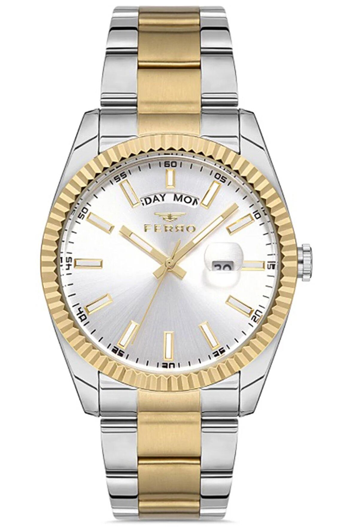 Erkek Çelik Kordon Kol Saati Çelik Kasa Paslanmaz Çelik Model Çift Takvimli Fonksiyon 2 Yıl Garantili