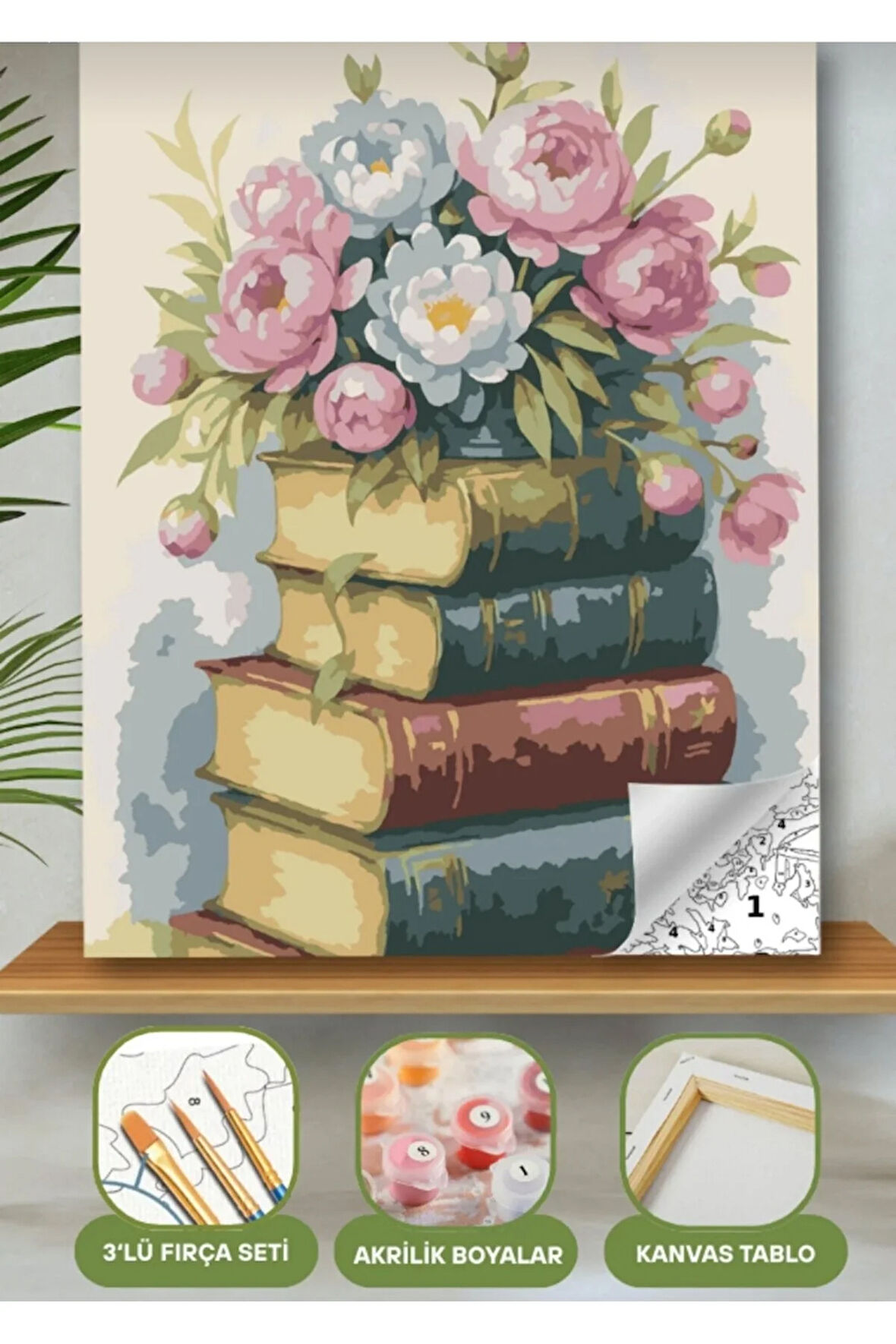 Sayılarla Boyama Seti 40x50 Cm (Çıtalı) Fırça Boya Dahil Numaralı Tuval Kitaplar