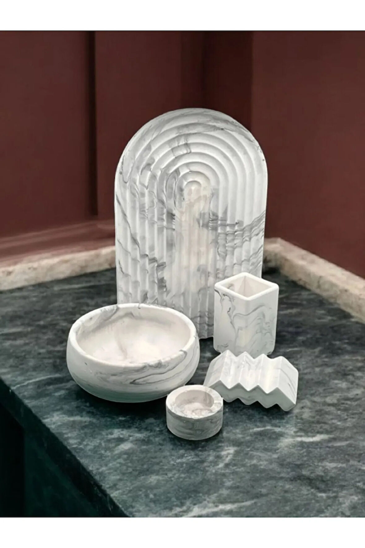 Marble Serisi Havluluk Ve Diş Fırçalık Banyo Seti