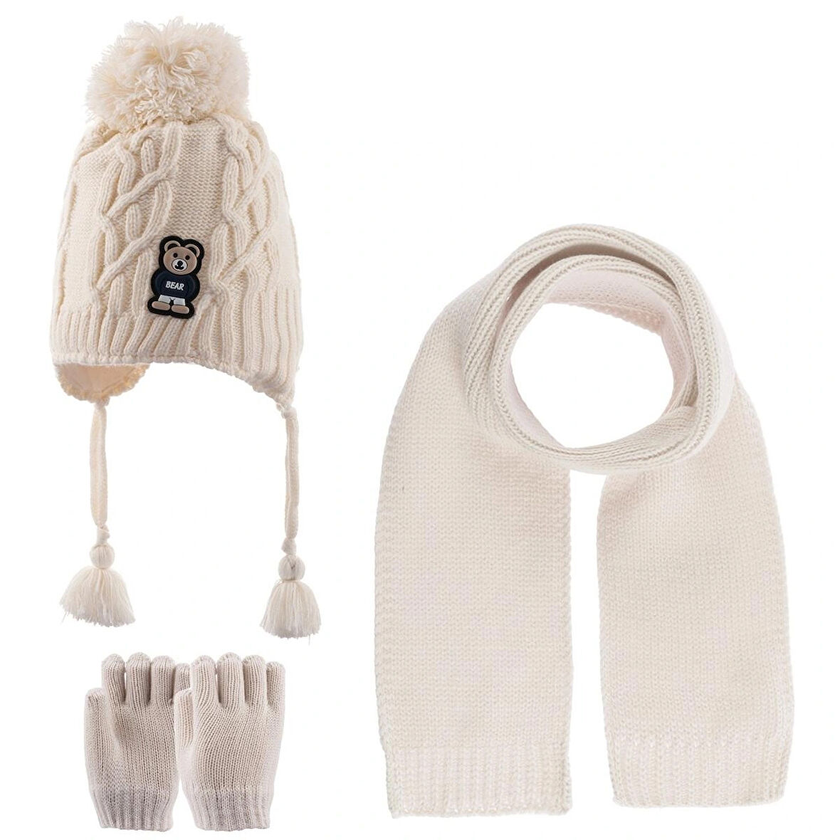 1-4 Yaş Erkek Bebek & Çocuk Atkı Bere Eldiven 3'lü Takım