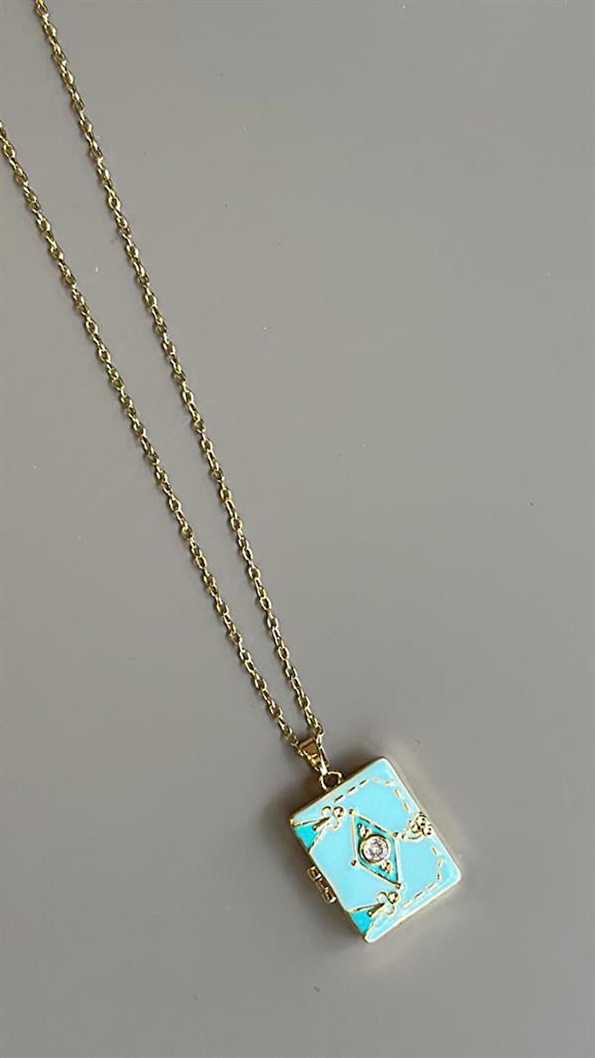 Etnik Desen Kapaklı Kolye - Mavi