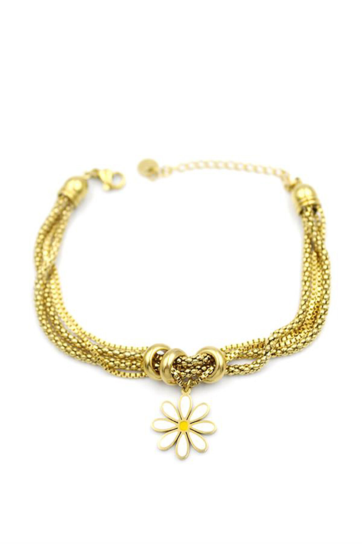 Çoklu Zincirli Papatya Bileklik - Altın