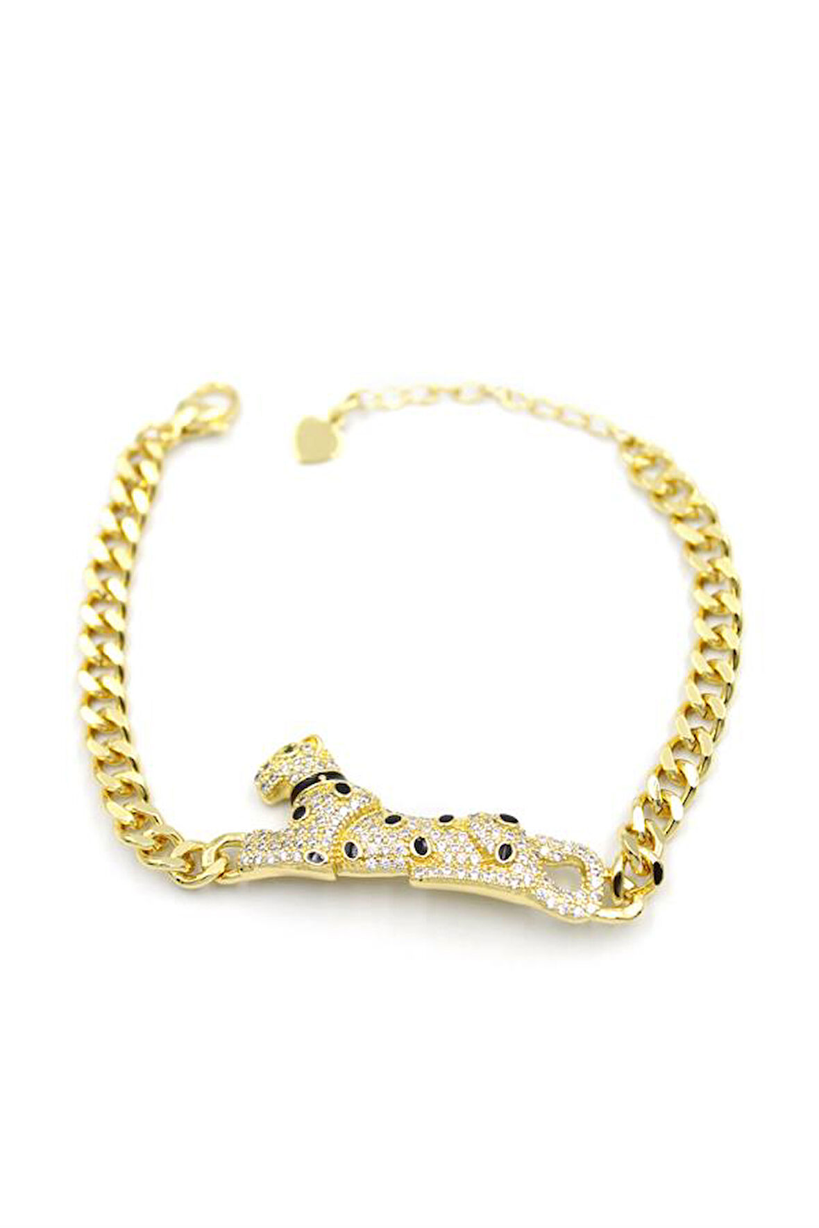 Zirkon Taşlı Leopar Bileklik - Altın