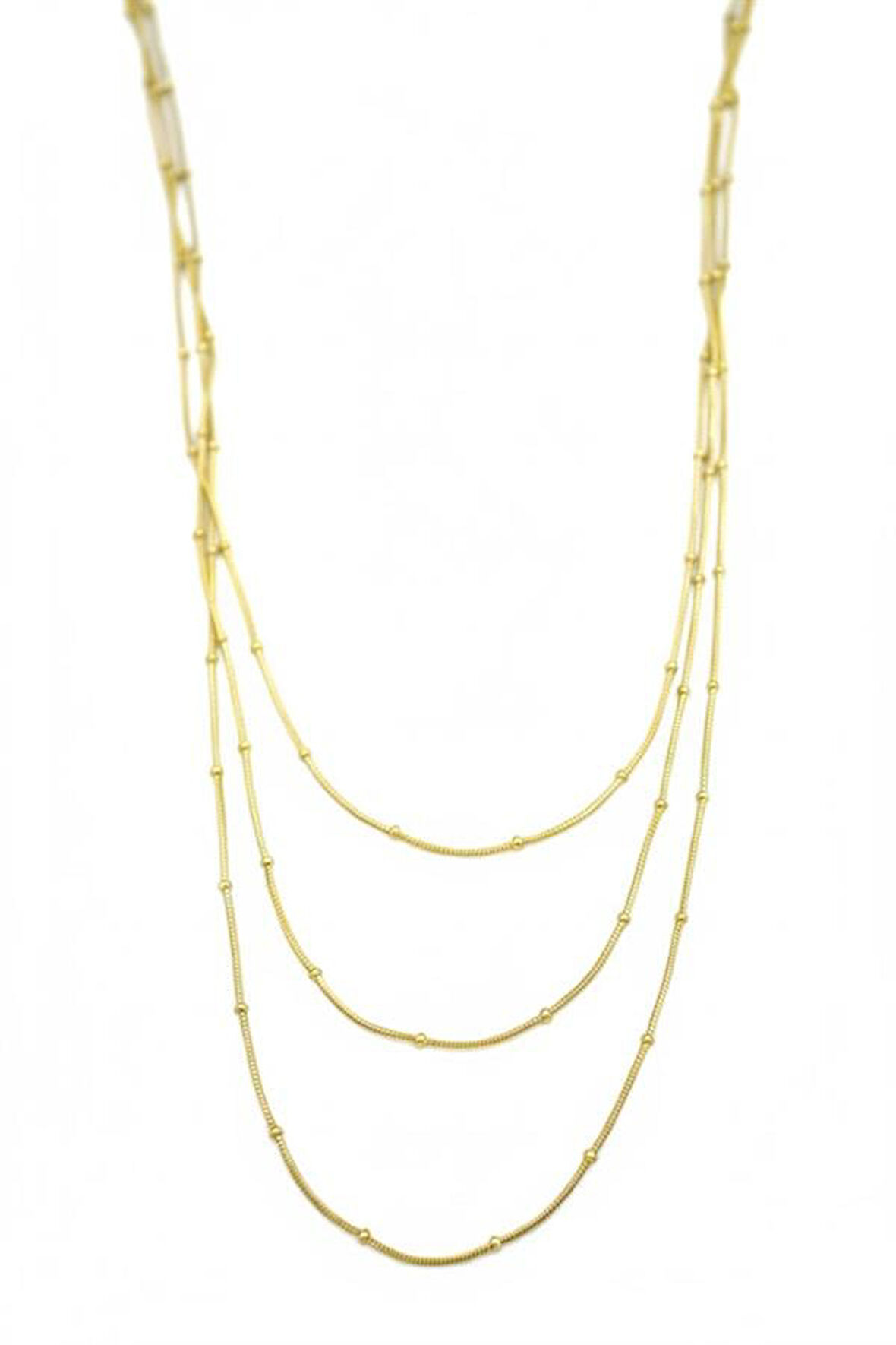 Top Boncuk Zincir Kolye - Altın