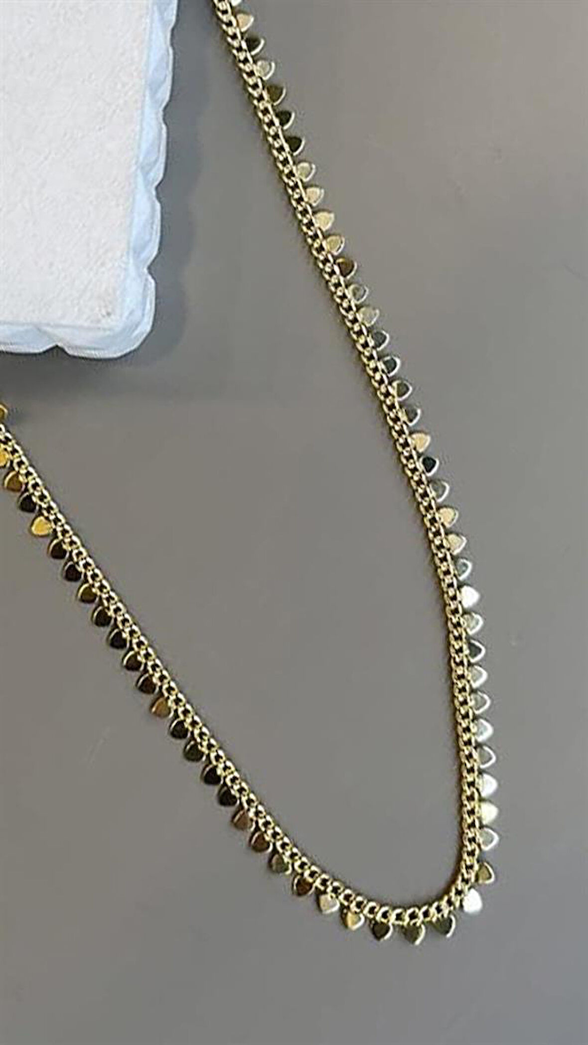 Kalp Pullu Zincir Kolye - Altın