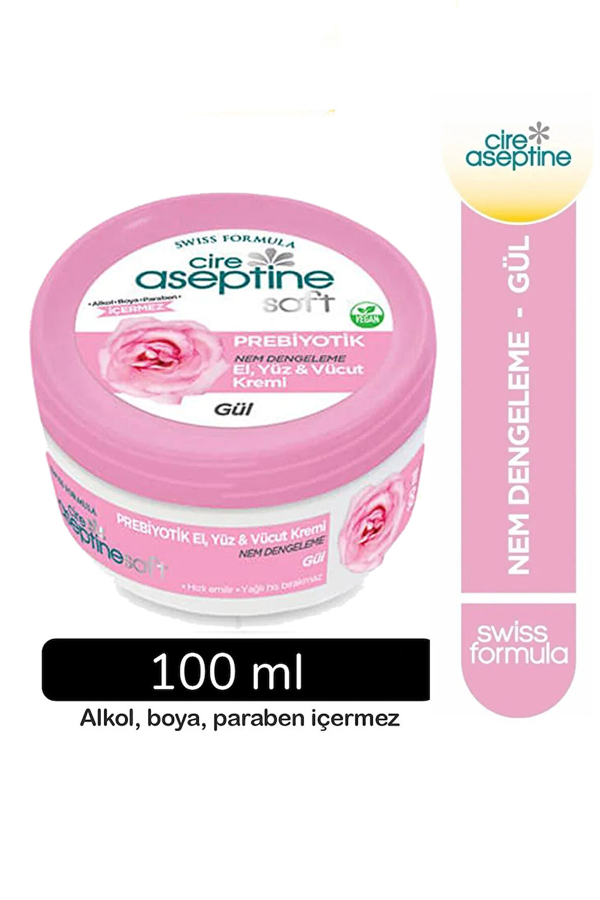 Cire Aseptine Soft Gül Özlü Nem Dengeleyici , Besleyici Prebiyotikli Krem 100 ml