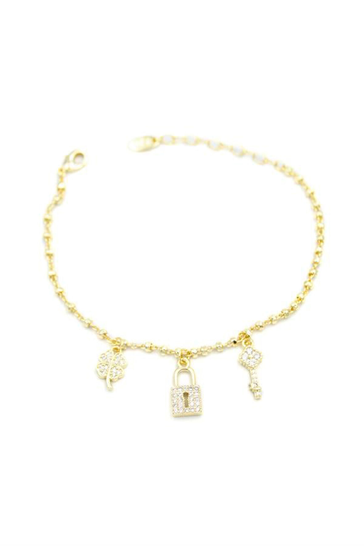 Kilit Charm Bileklik - Altın