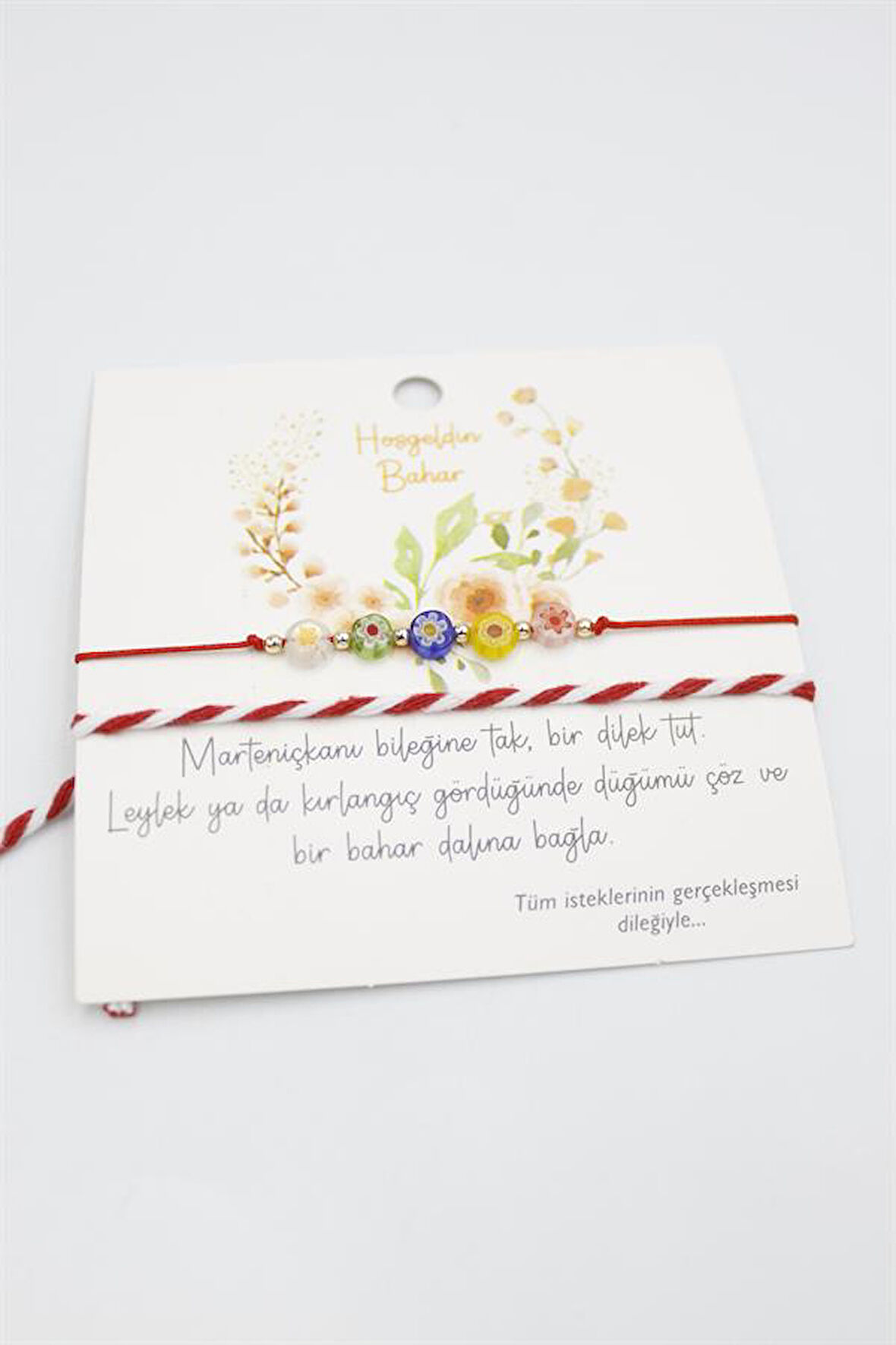 Çiçek Marteniçka Bileklik - Kırmızı