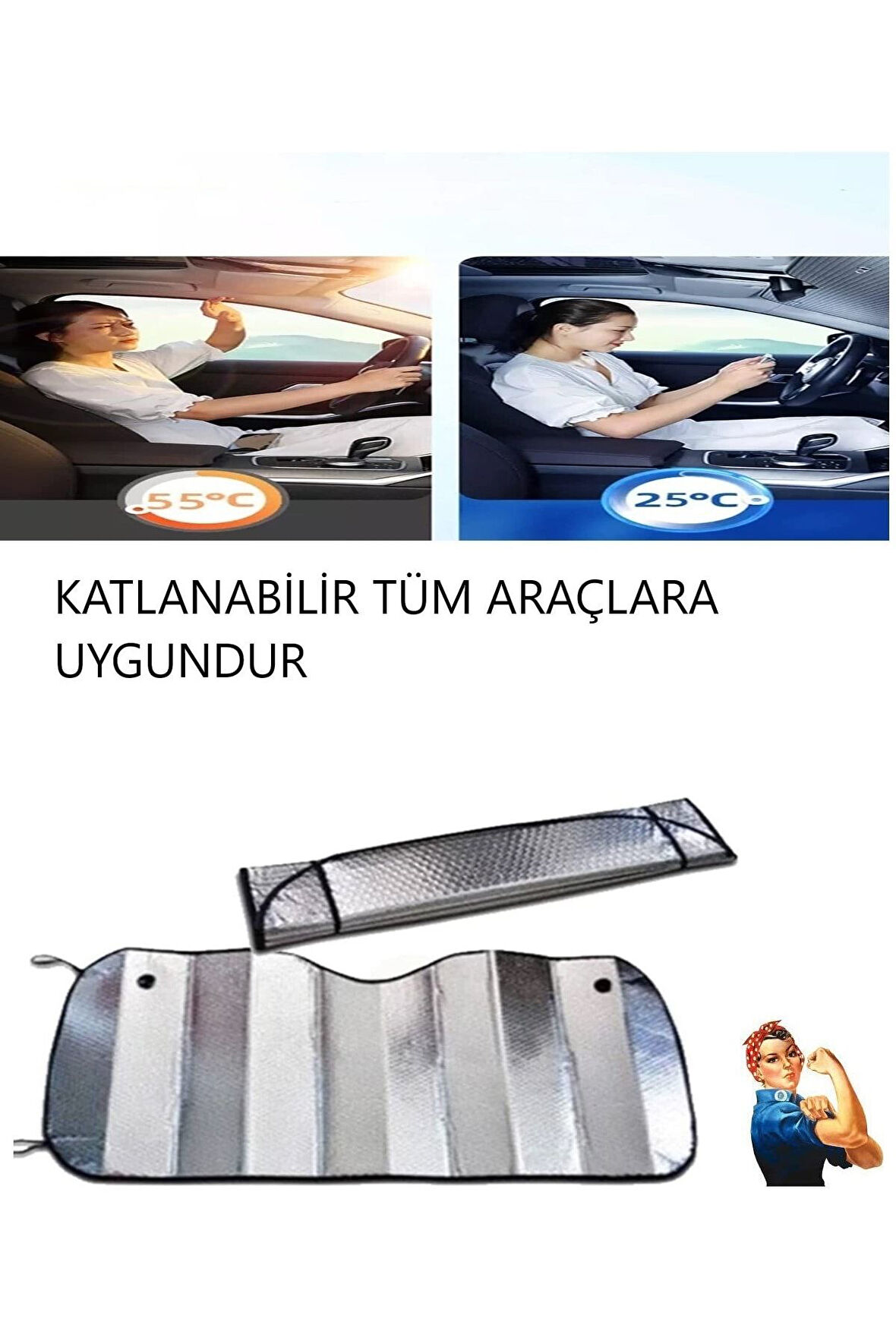 Katlanabilir Dışı Metalize Arası Köpüklü Araba Güneşliği
