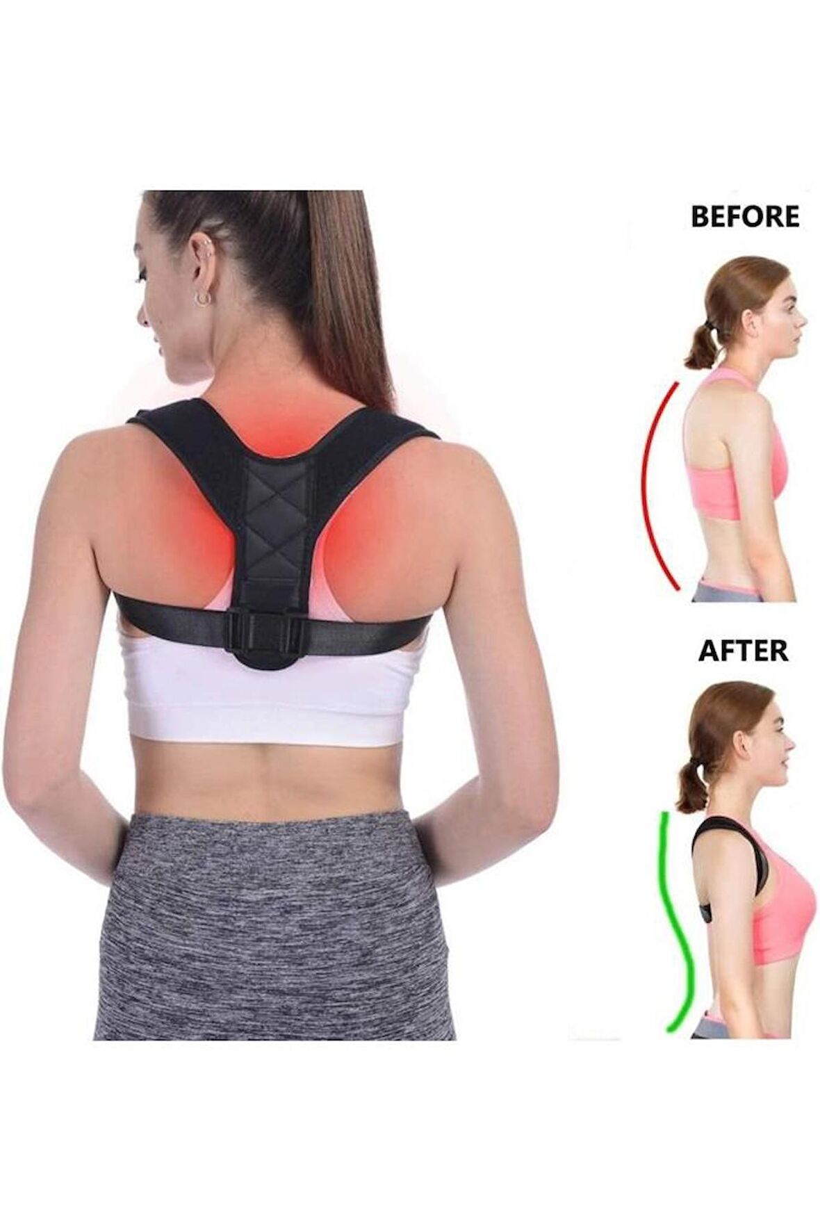 Dik Durmak Için Ortopedik Kambur Önleyici Dik Duruş Bel Sırt Omuz Korsesi