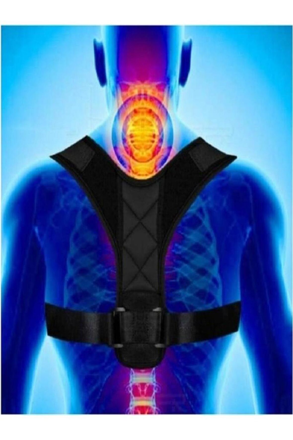 Deri Desenli Kemerli Ortopedik Omuz Dik Duruş Korsesi Medikal Dik Duruş Aparatı