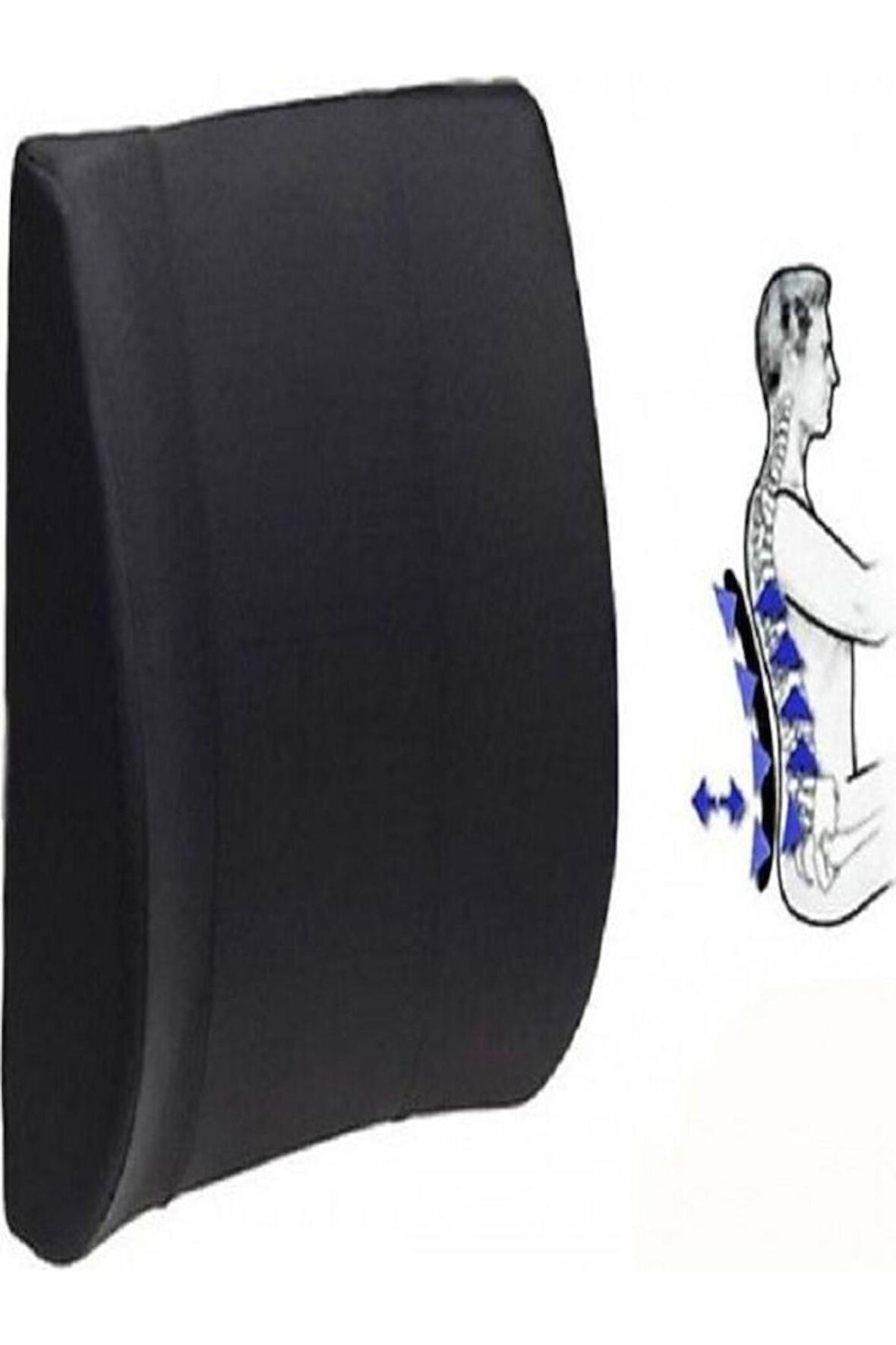 Unisex Siyah Ortopedik Koltuk Minderi Araç Sandalye Bel Sırt Desteği Bel Dik Duruş Destek