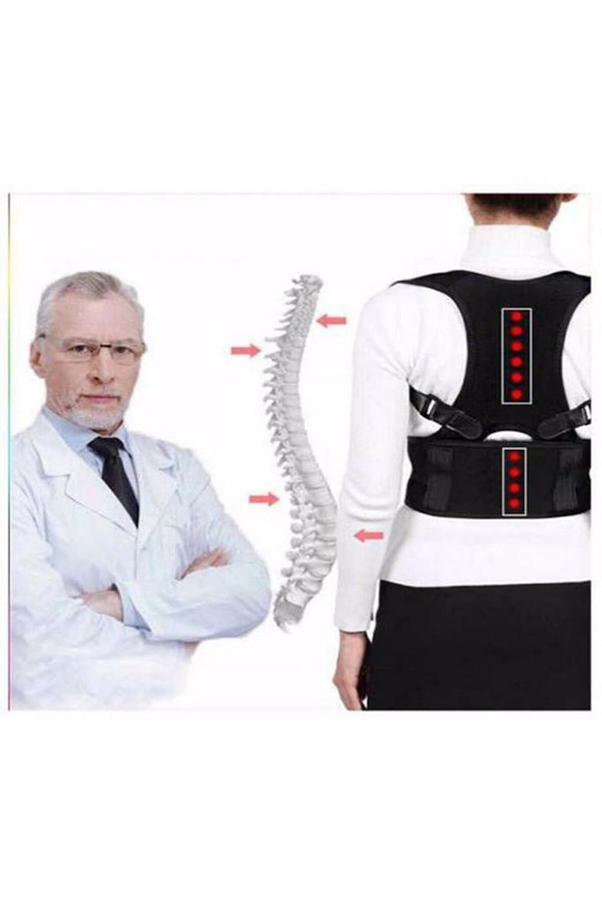 Ortopedik Manyetik Dik Duruş Korsesi Sırt Korsesi Kamburluğu Önleyici Erkek Kadın Korse