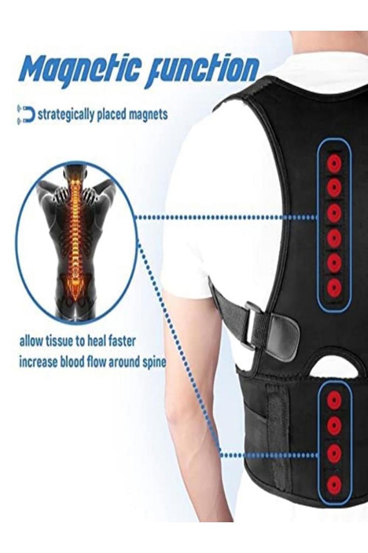 Medikal Unisex Dik Duruş Korsesi Manyetik Korse Omuz Bel Sırt Korsesi