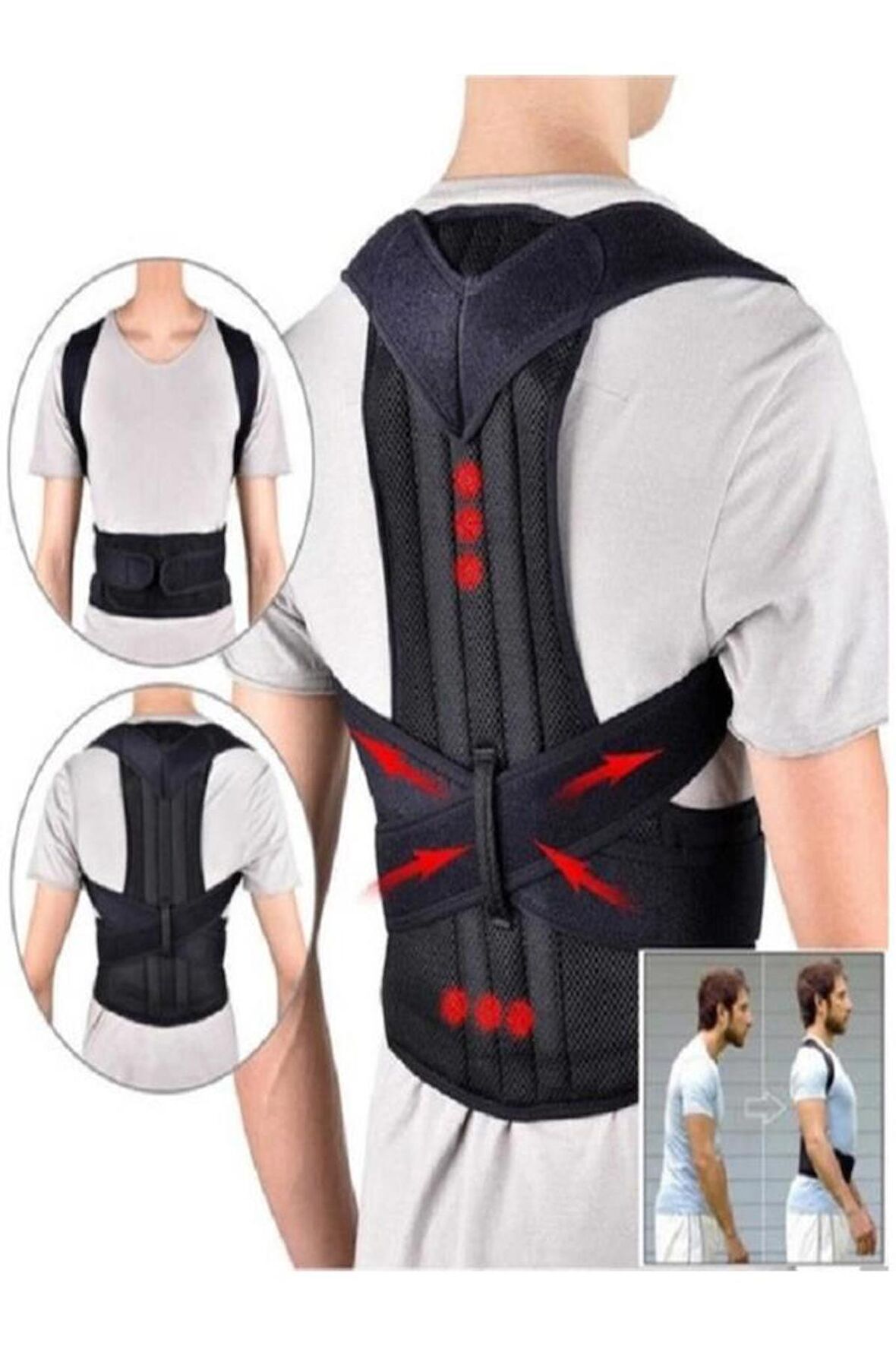 Çift Balenli Bel Ve Sırt Korsesi Dik Durus Spor Bel Sırt Omuz Kambur Önleyici Korse