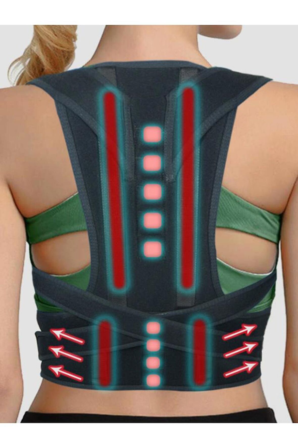 Kadın Erkek Siyah Çift Balenli Manyetik Ortopedik Korse