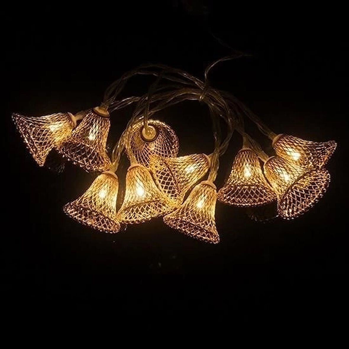 İpek Yıldızı® Parti ve Özel Gün Dekorasyonu Çan Şeklinde Metal Şerit Led Işık