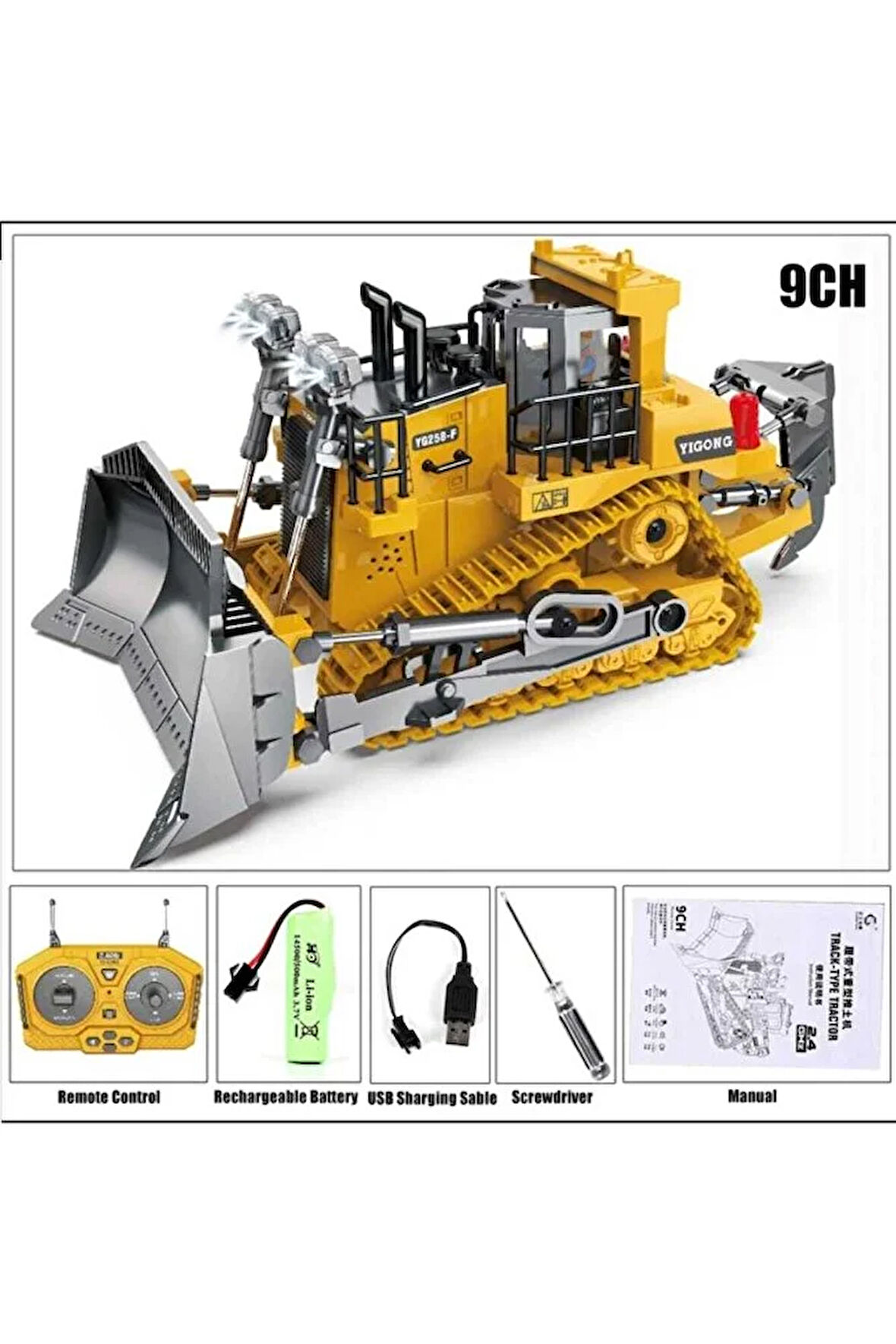 Bulldozer Uzaktan Kumandalı İş Makinesi(9CH R/C - 2.4Ghz )