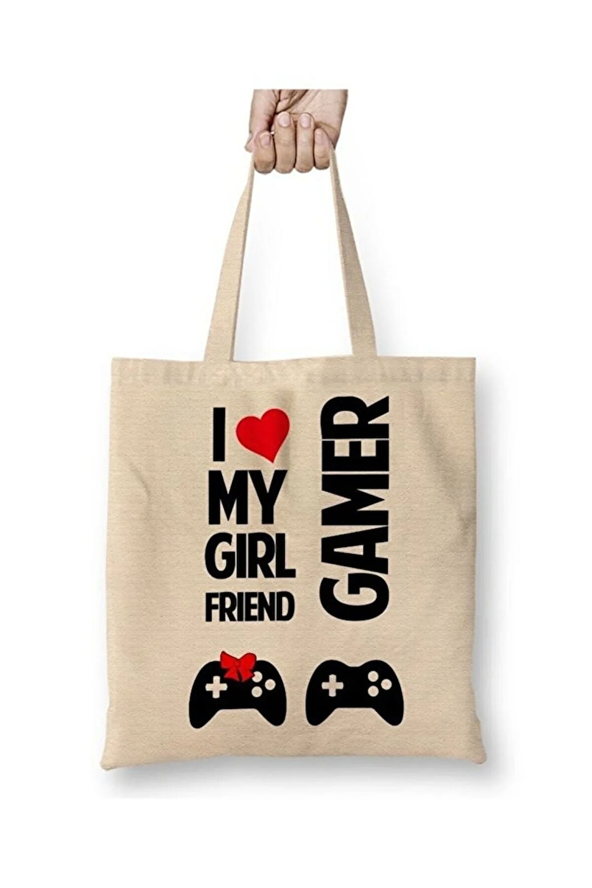 I Love My Girl Friends Bez Çanta Uzun Saplı Alışveriş Çantası Plaj Çantası