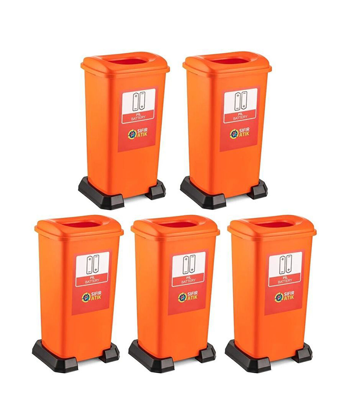 Omnipazar SY-4398 Sıfır Atık Pil Geri Dönüşüm Çöp Kutusu 70 lt Turuncu 5 Adet
