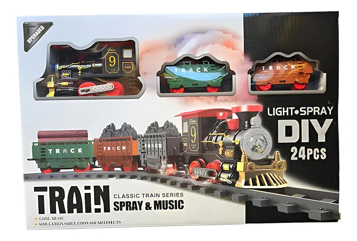  Işıklı Klasik Buharlı Tren - 24 Parça