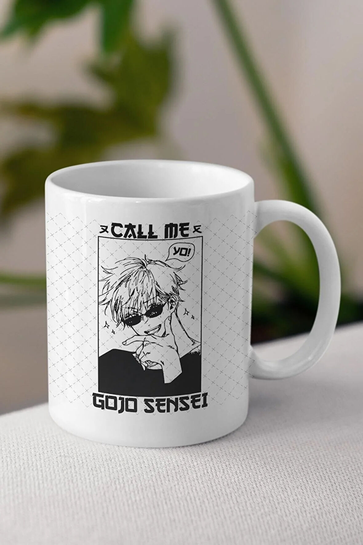 Gojo Sensei  Anime Baskılı Beyaz Porselen Kupa Bardak