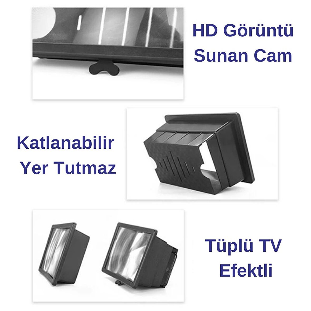 elefon Ekran Büyütücü 3d Mercek Tv Efektli Büyüteci Görüntü Büyütme Geniş Ekran Video 3d Hd Standlı 