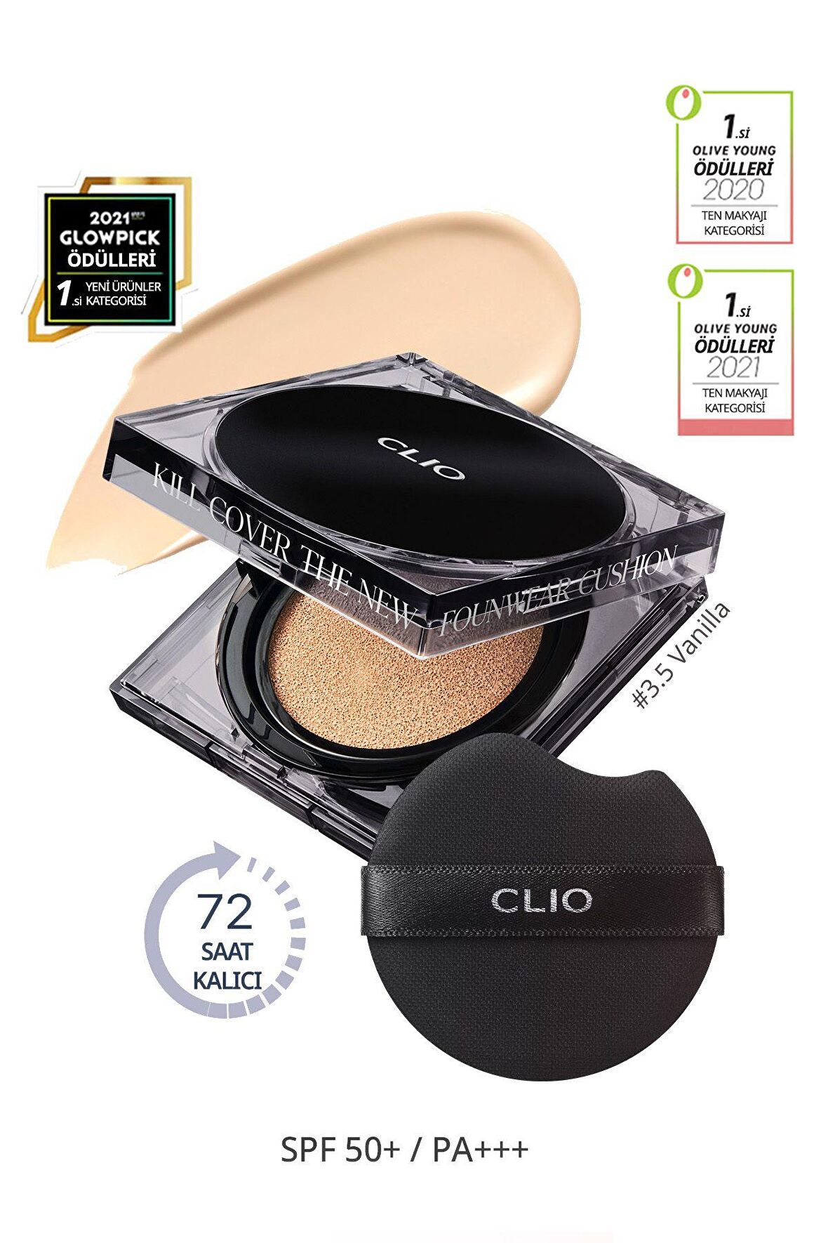 Kalıcı Kapatıcı Cushion Clio Kill Cover The New Founwear Cushion +Refill (3.5 Vanilla) SPF50+PA+++