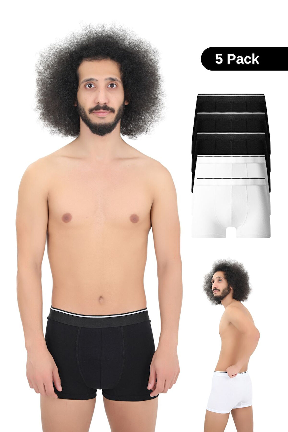 Erkek Pamuklu Likralı Boxer 5'li Premium Paket Çeyizlik Özel Dizayn