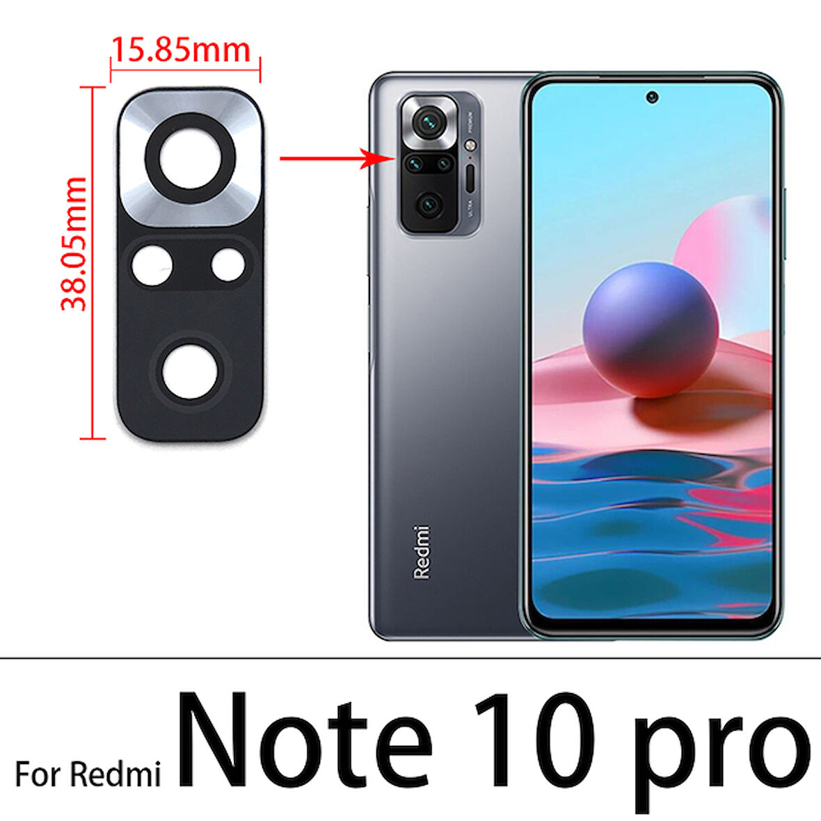 Tkgz Xiaomi Redmi NOTE 10 PRO Arka Kamera Camı Lens Yapışkanlı