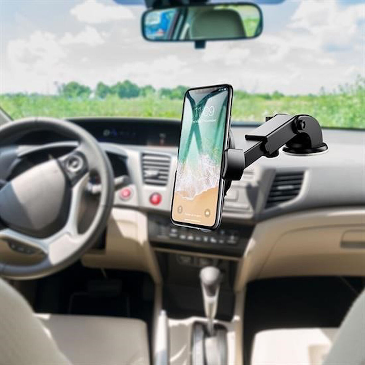 CELİK AVM® 360 Derece Dönen Torpido Üstü Uzunluk Ayarlamalı Vantuzlu Teleskopik Araç Telefon Tutucu