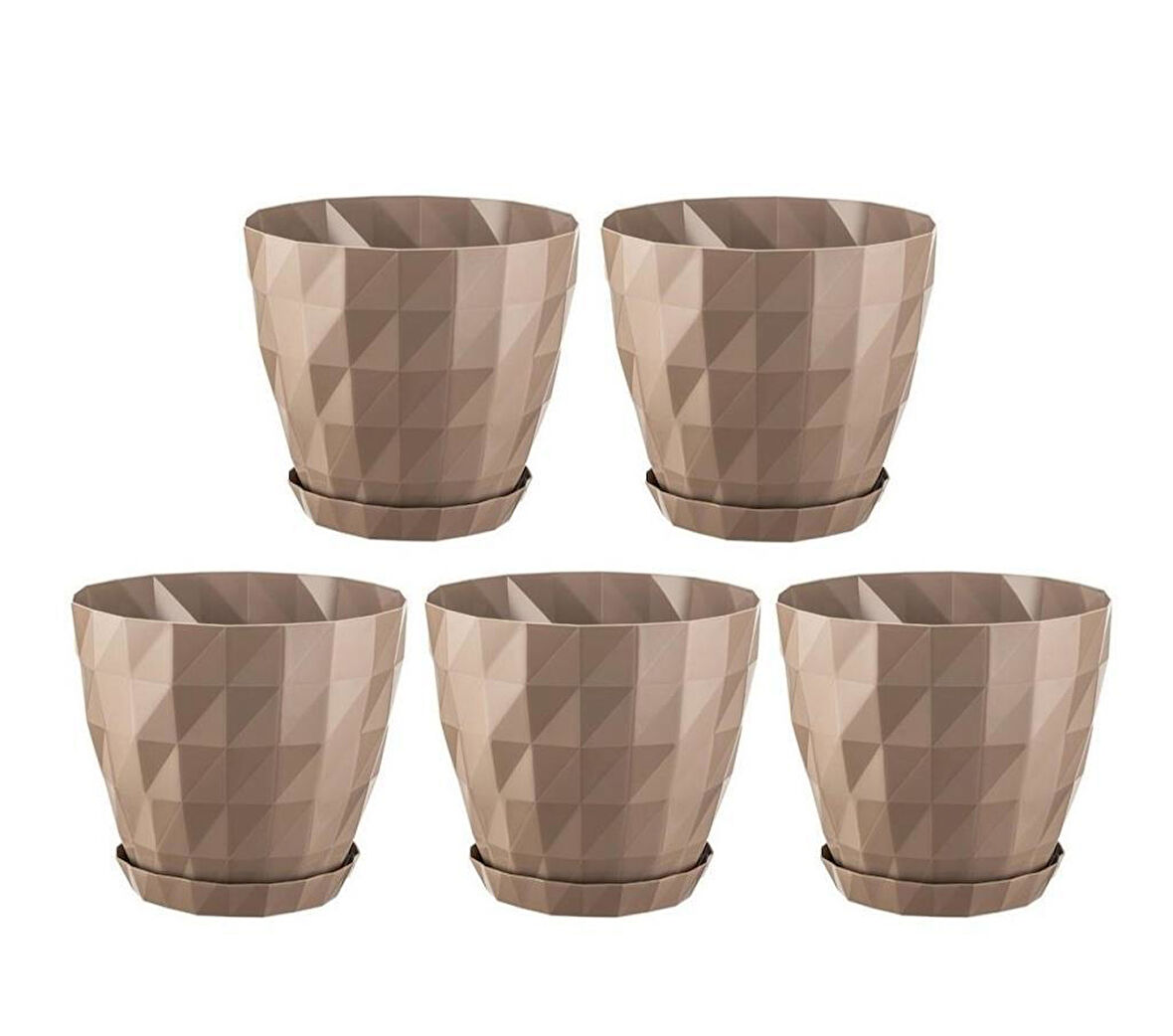 Omnipazar SO-KRT4 Dekoratif Kristal Saksı Takımı 3.25 lt Mocha 5 Adet