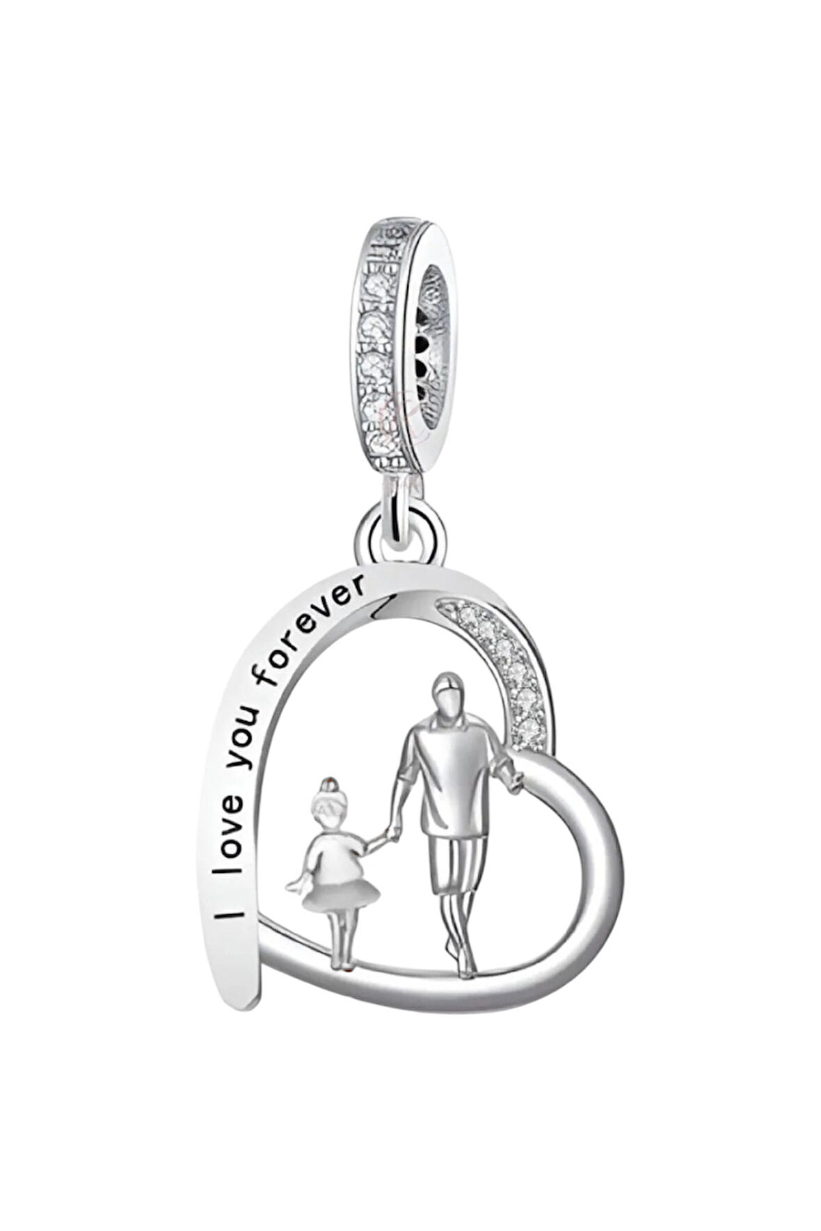Baba ve Kız Seni Sonsuza Kadar Seveceğim Charm | 925 Ayar Gümüş