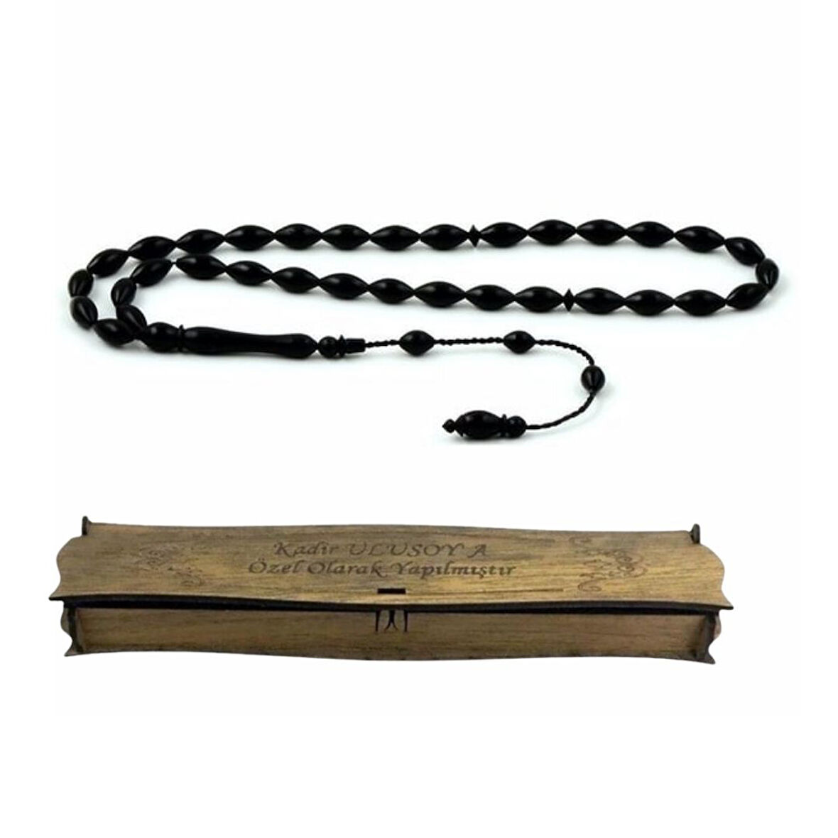 Kişiye Özel Kutulu Abanoz Ağacı Tesbih – El Yapımı Şık Hediye Seçeneği